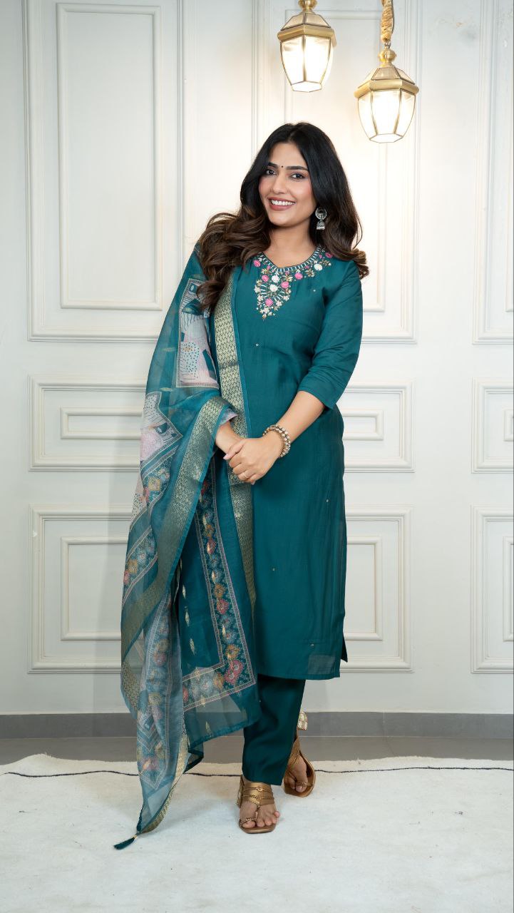 Elegant Turquoise Kurta Set for Weddings and Parties