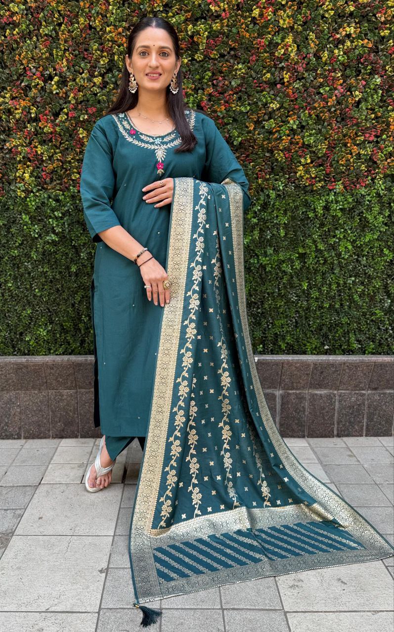 Elegant Turquoise Kurta Set for Women – Designer Ethnic Wear
