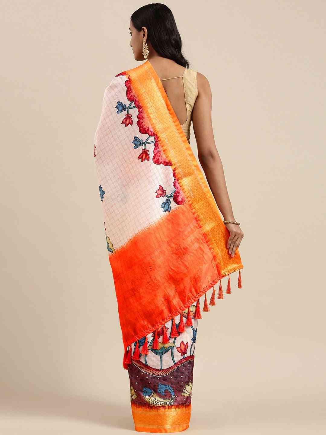 Yellow Attractive Kalamkari Digital Print Uppada Silk Saree
