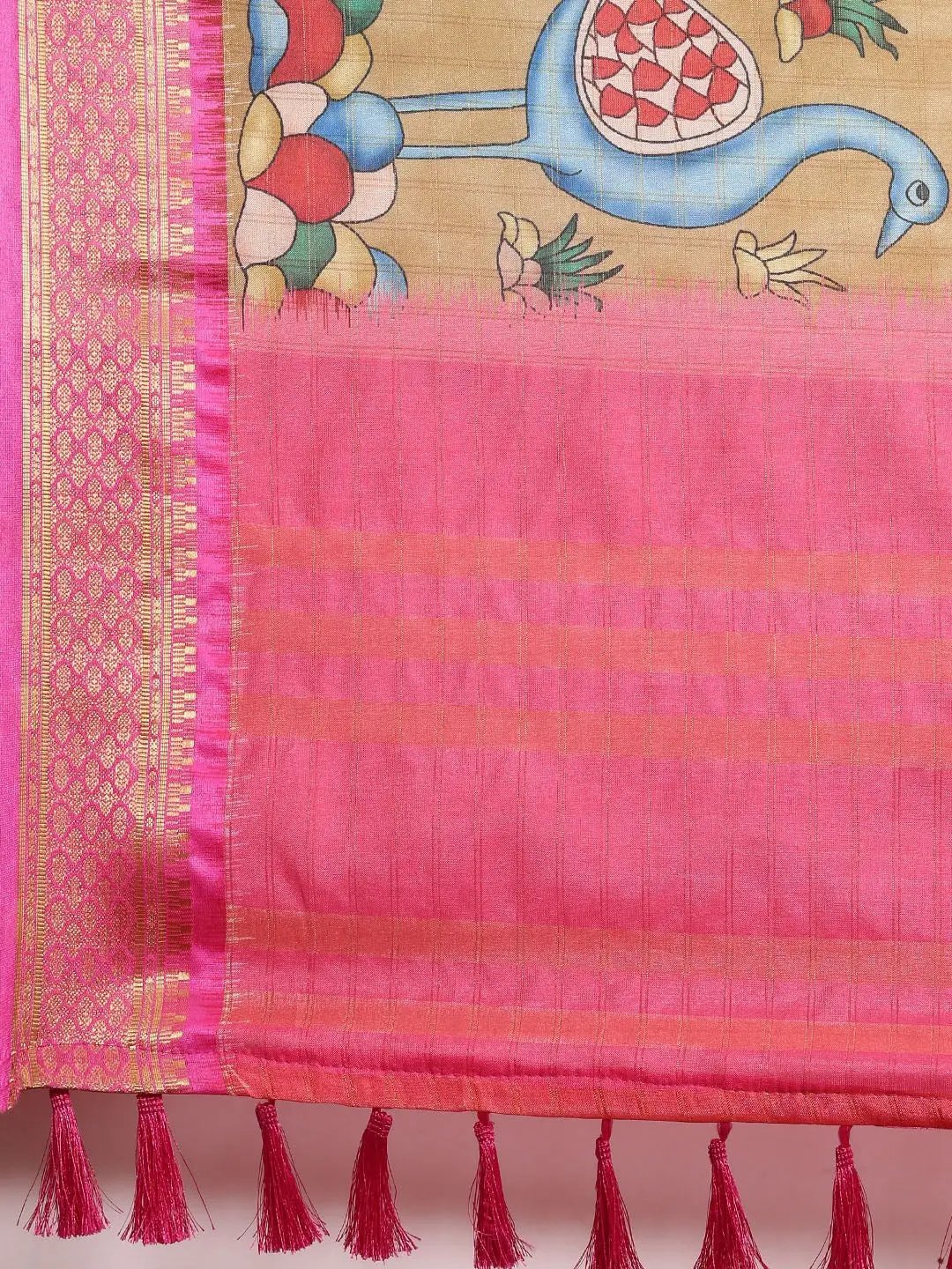Pink Colour Kalamkari Digital Print Uppada Silk Saree by My Store