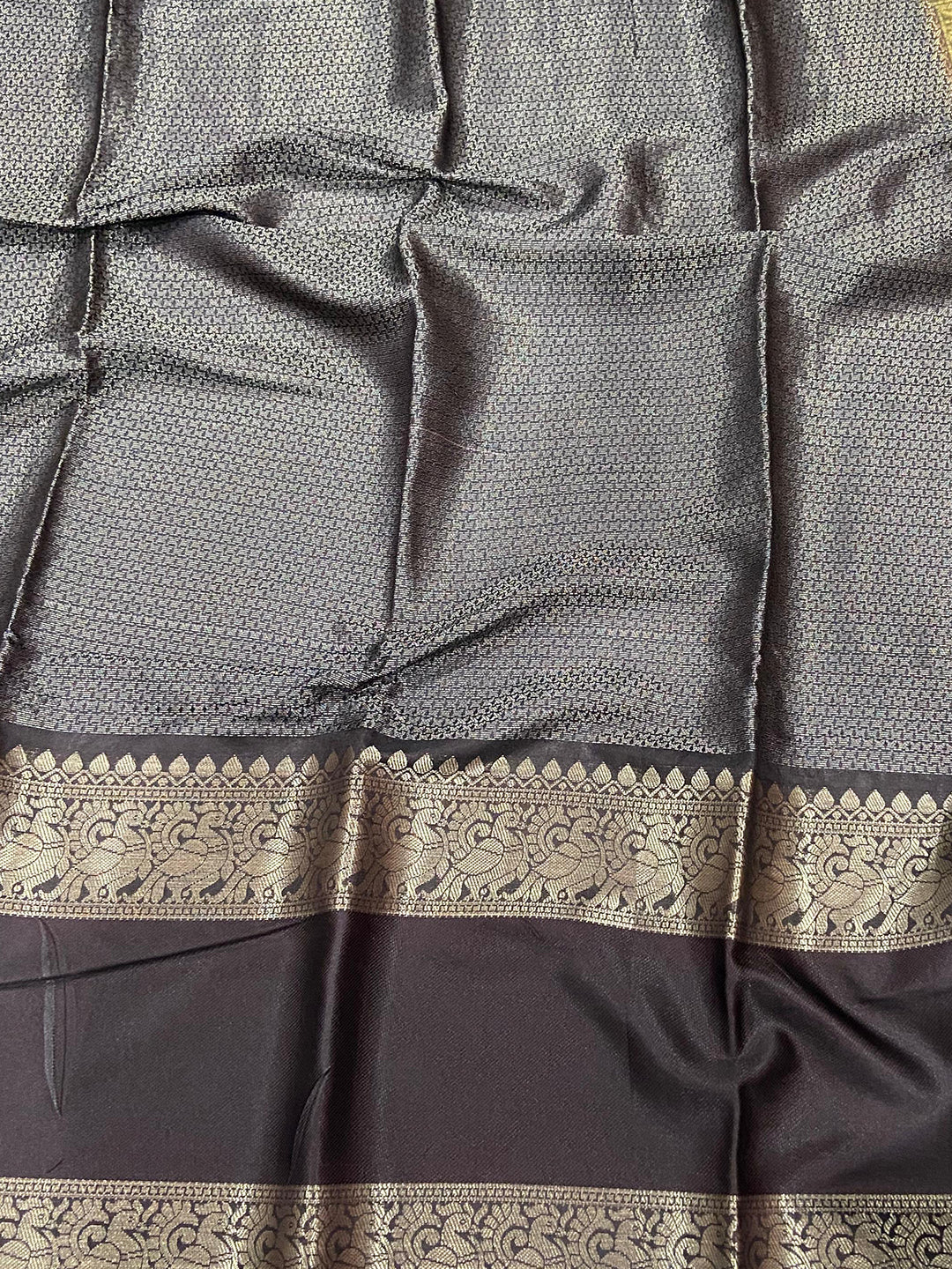 Olive Banarasi Pichwai Print Saree