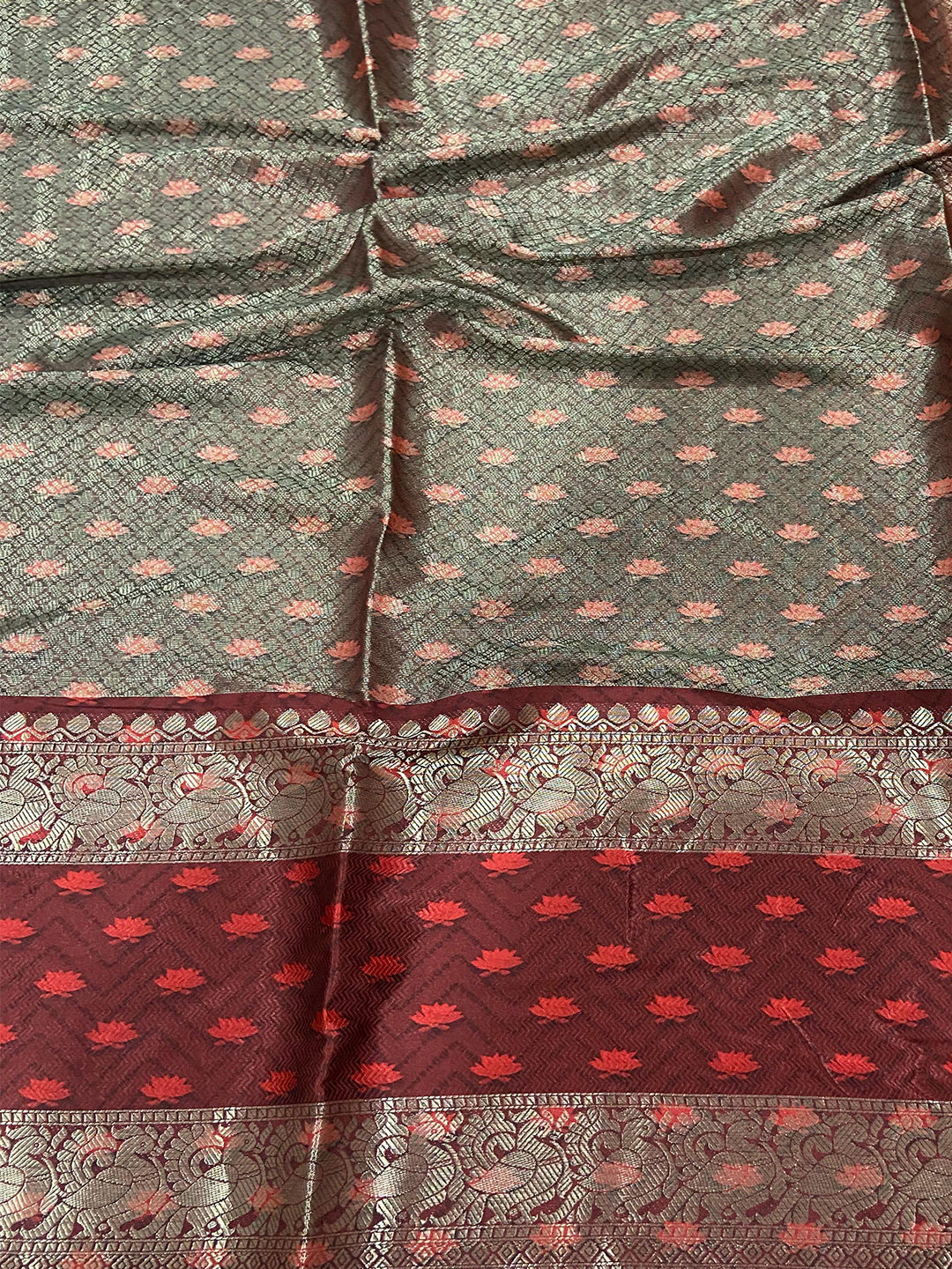 Brown Banarasi Pichwai Print Saree