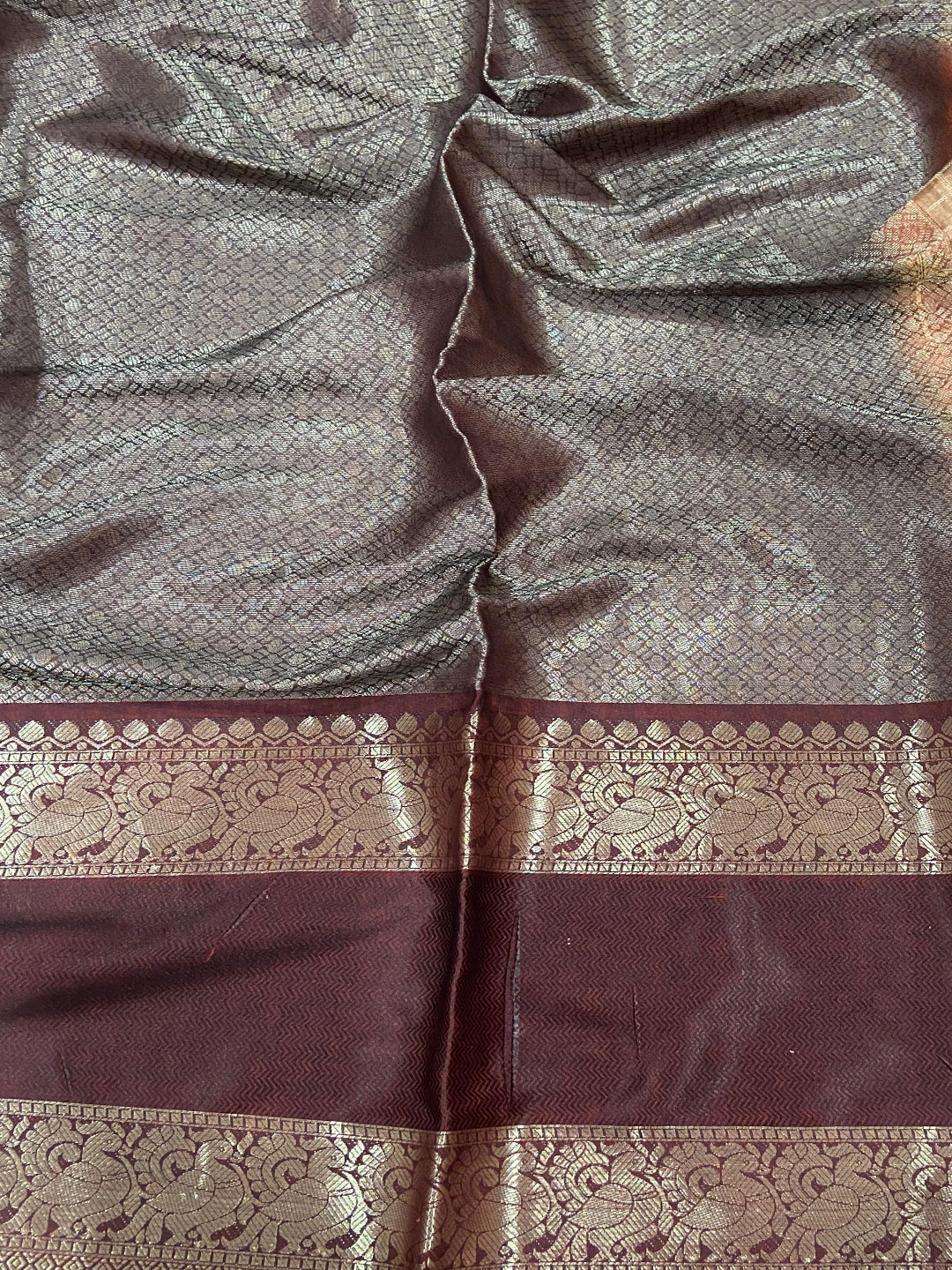 Mustard Banarasi Pichwai Print Saree
