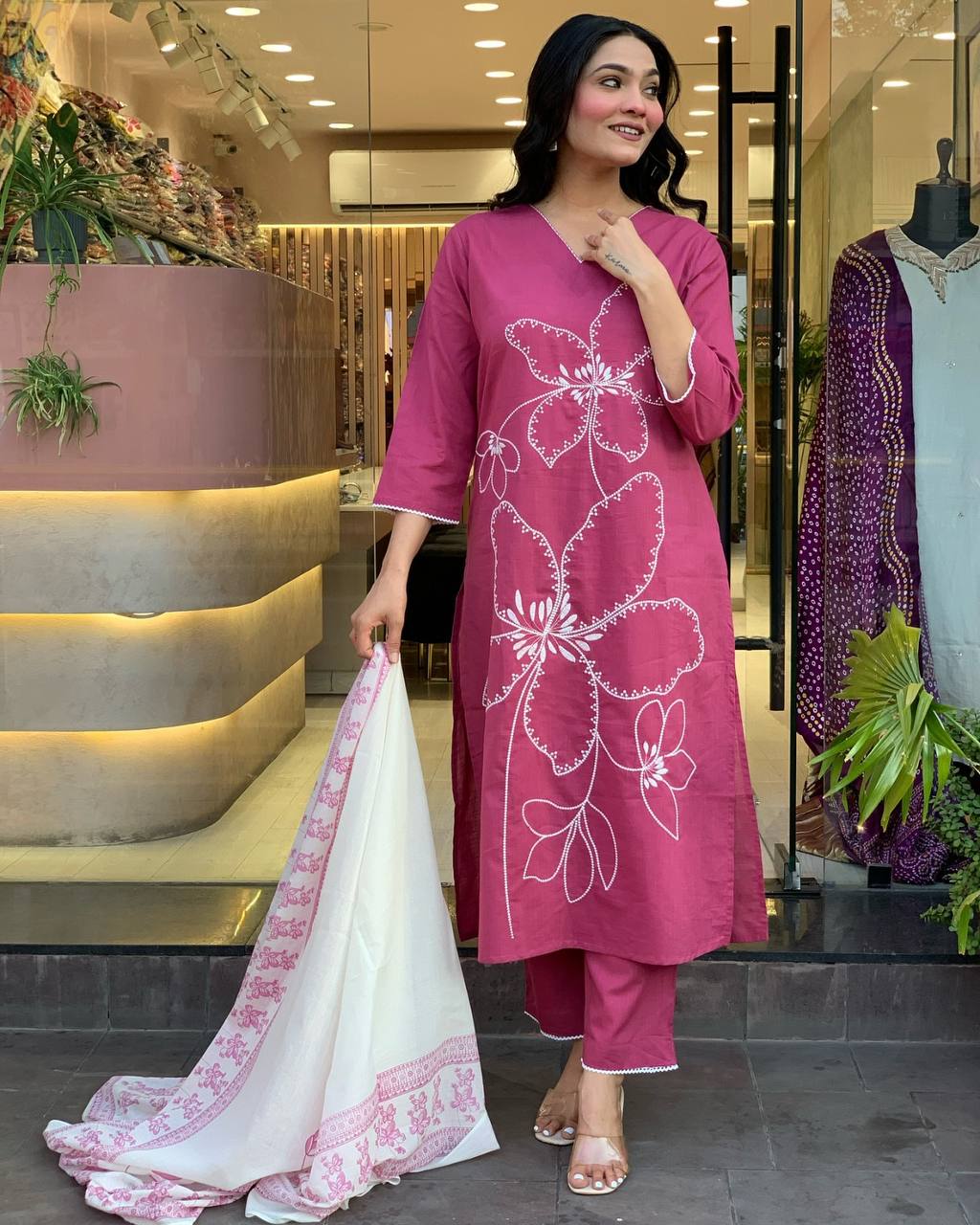 Gulabi Glamour: Festive Pink Kurta Set with Ethnic Touch