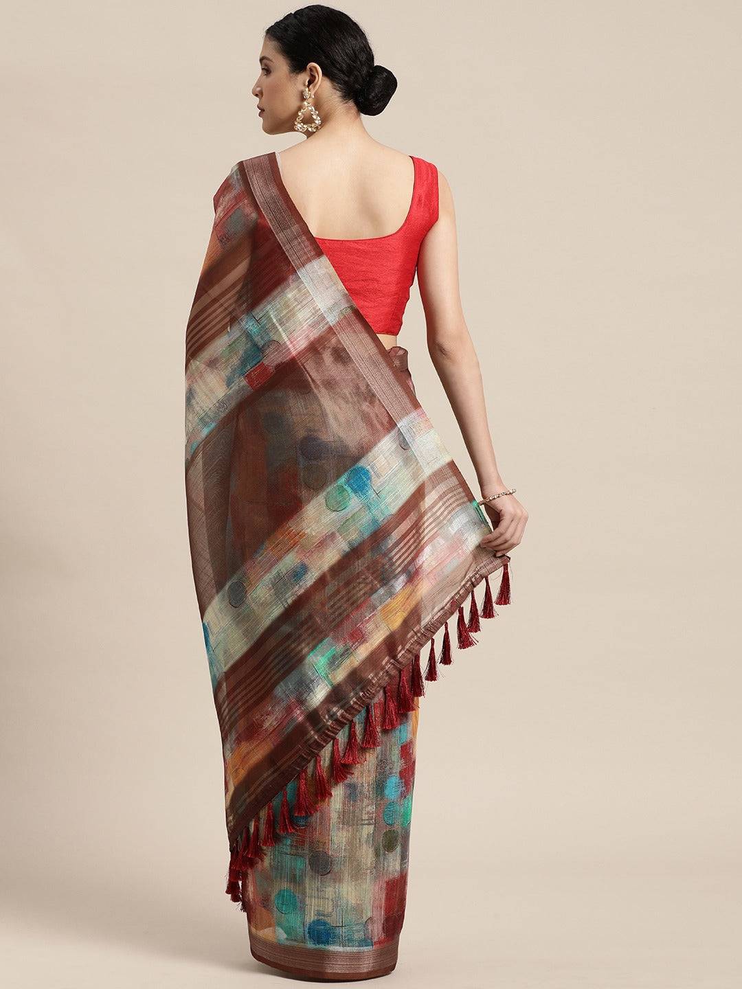 Exclusive Soft Linen Digital Print Festive Wear Saree by My Store