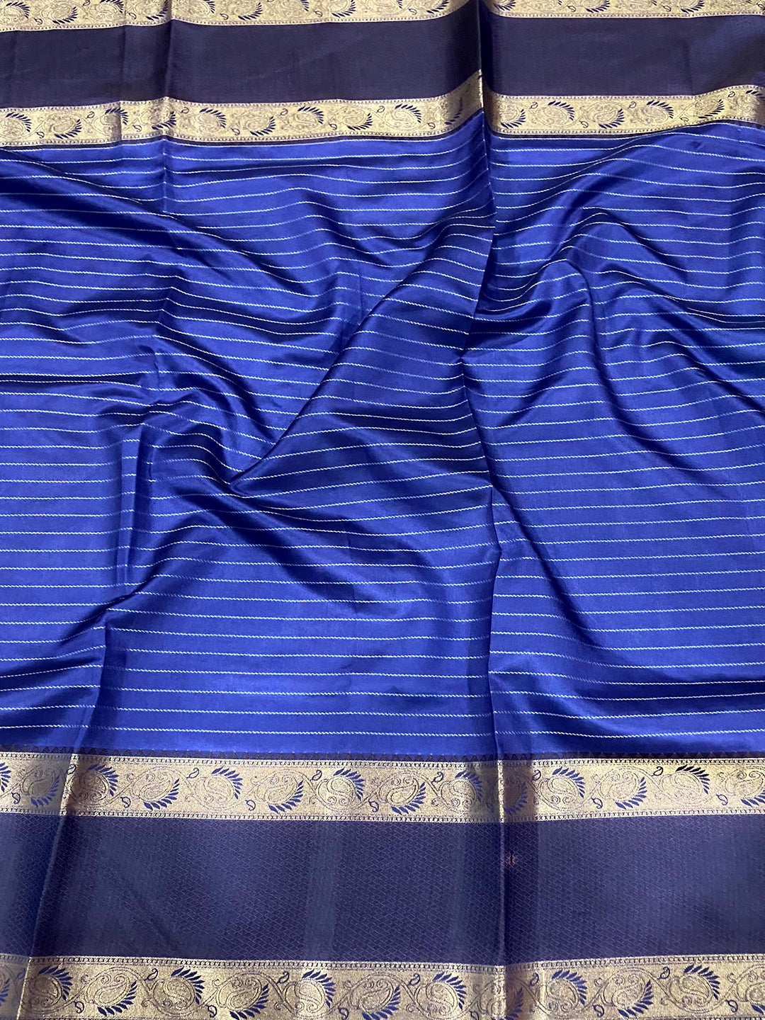Blue Rettapet Zari Chex Banarasi Silk Saree