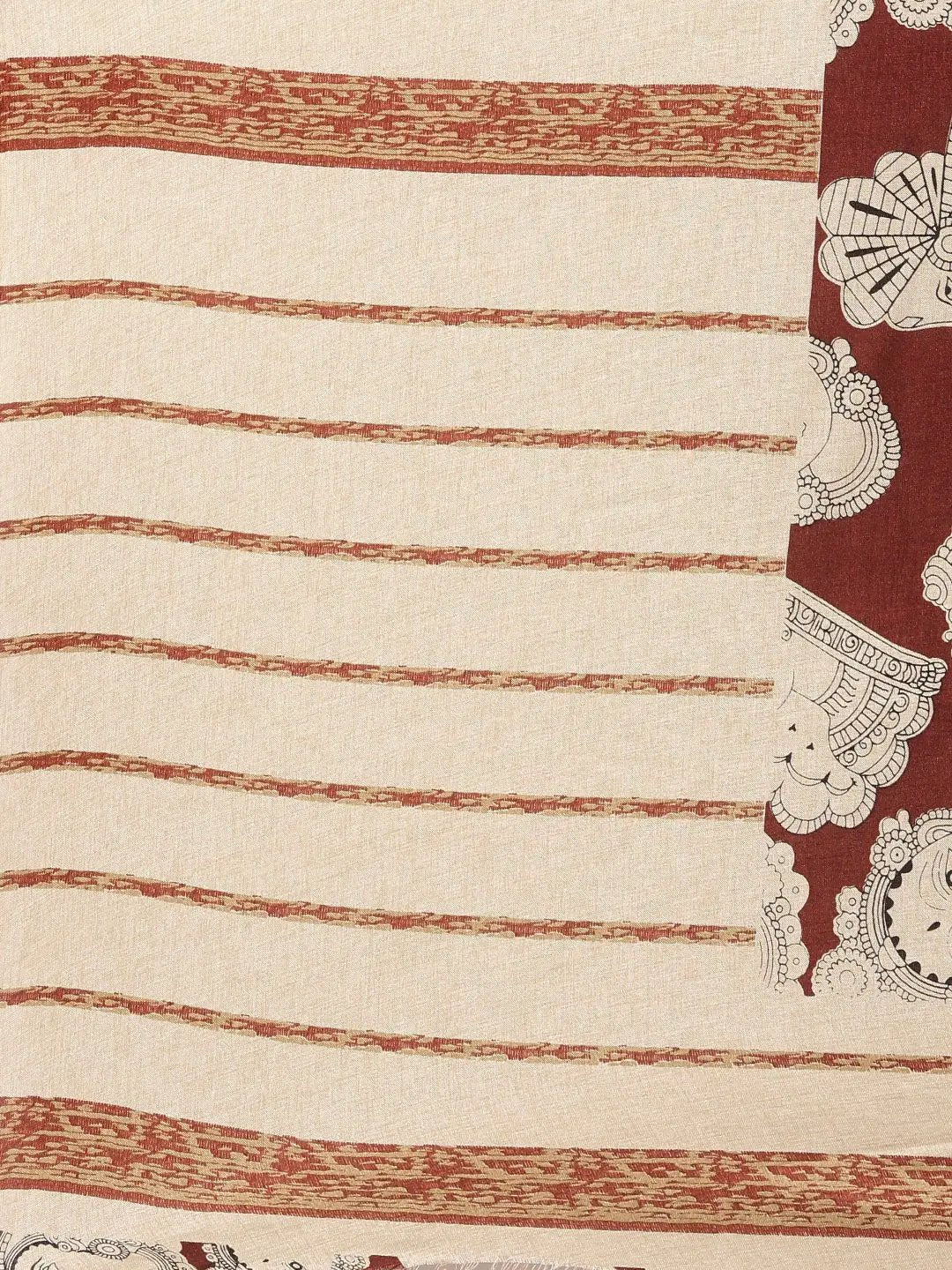 Linen Kalamkari Printed Chanderi Saree by My Store