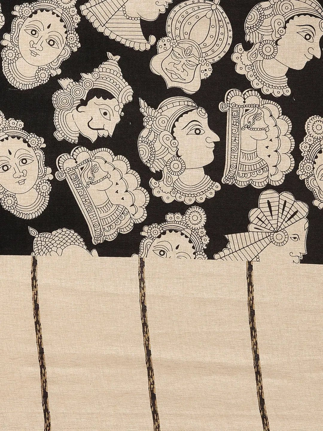 Soft Linen Black Colour Chanderi Saree with Enchanting Kalamkari Print