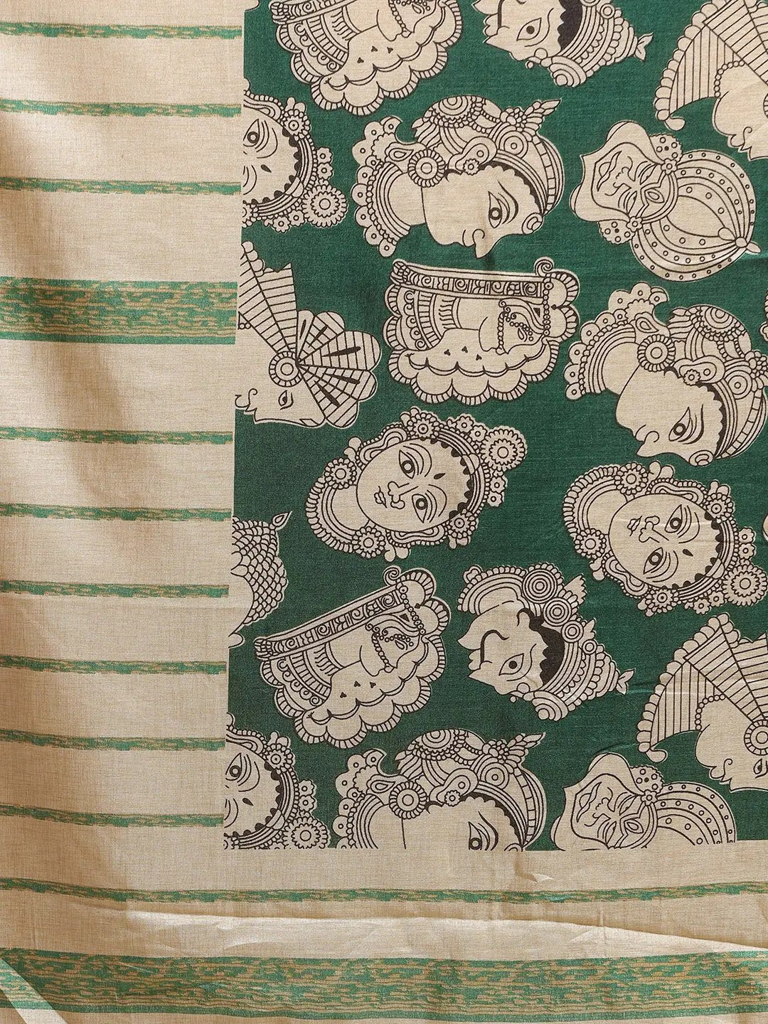 Stylish Linen Printed And Kalamkari Work Chanderi Saree