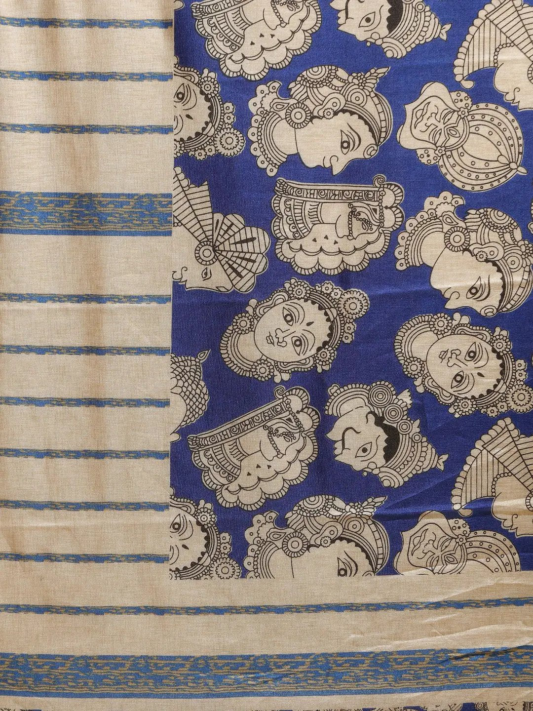 Stylish Linen Printed And Kalamkari Work Chanderi Saree
