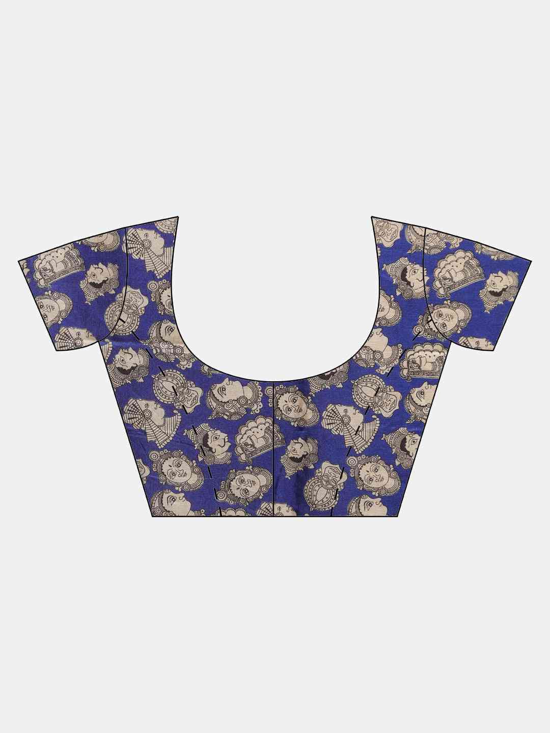 Stylish Linen Printed And Kalamkari Work Chanderi Saree