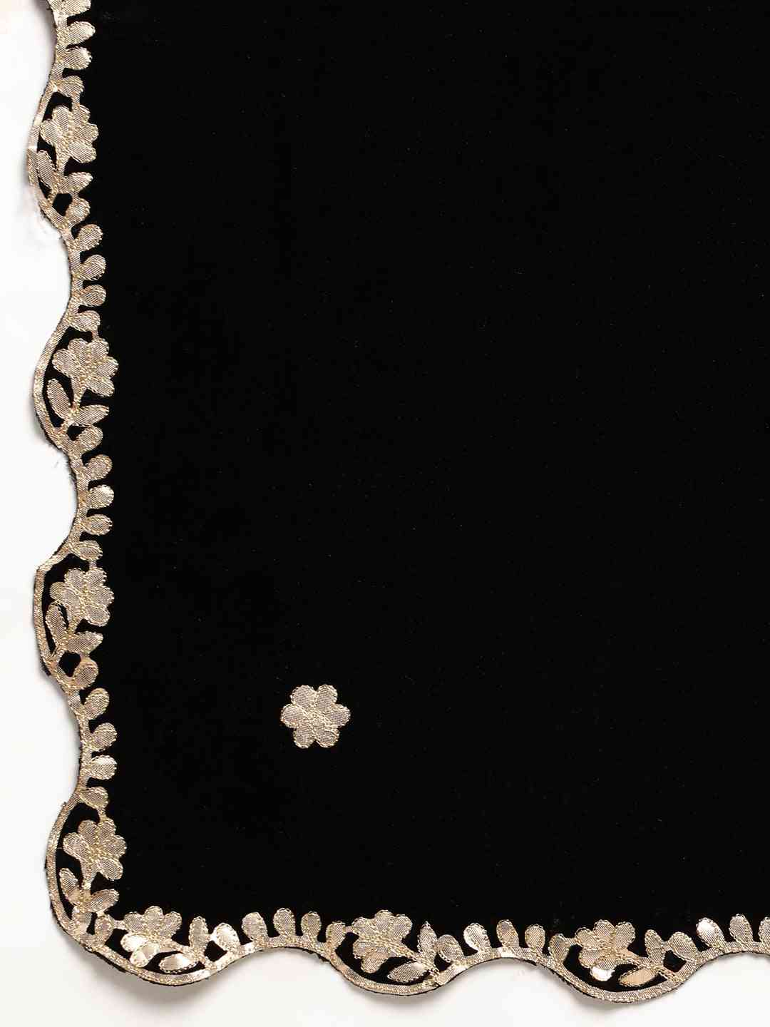 Stylish Embroidered With Ethnic Motifs Velvet Saree by My Store