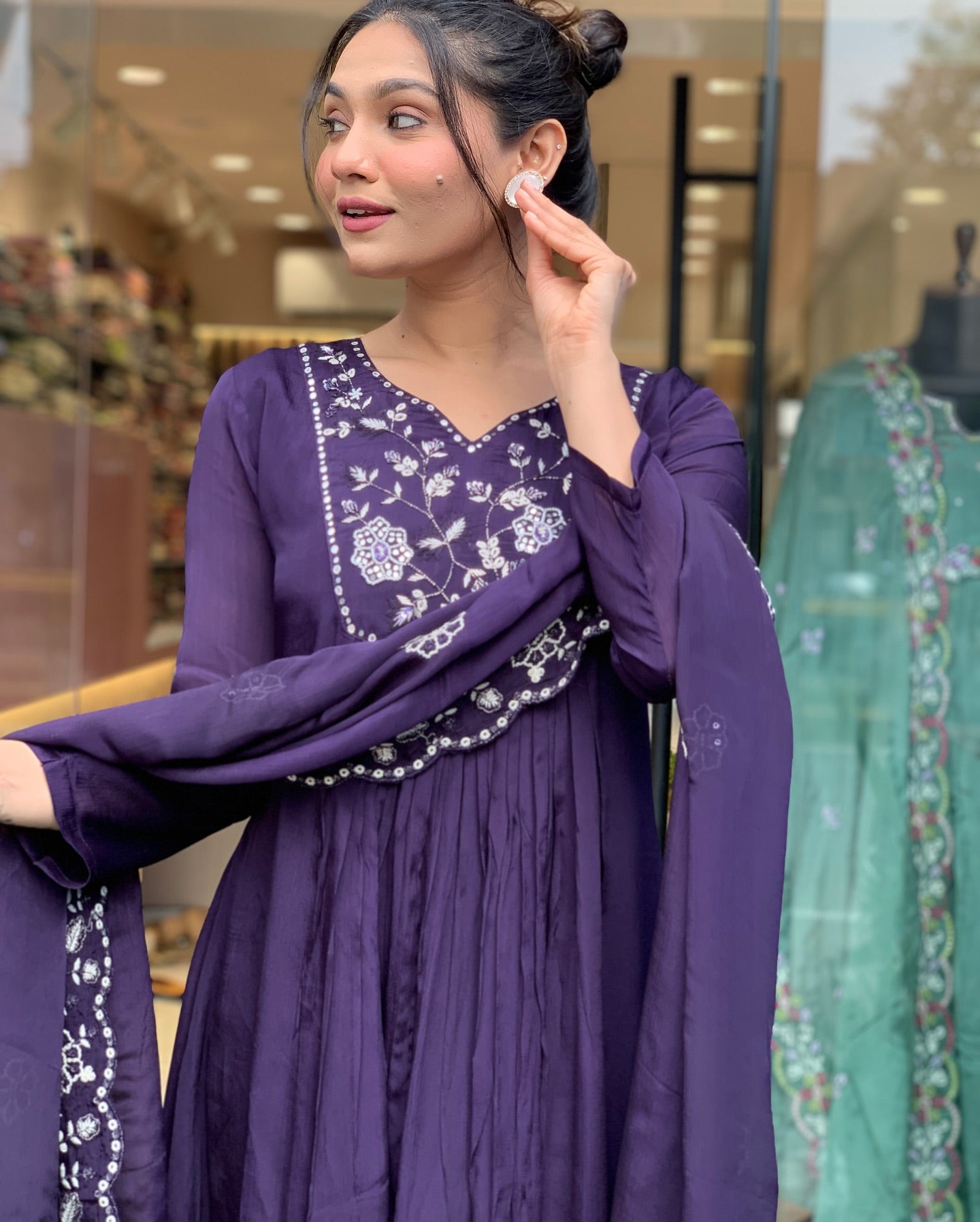 Silk Festival Wear Wine Kurta Set