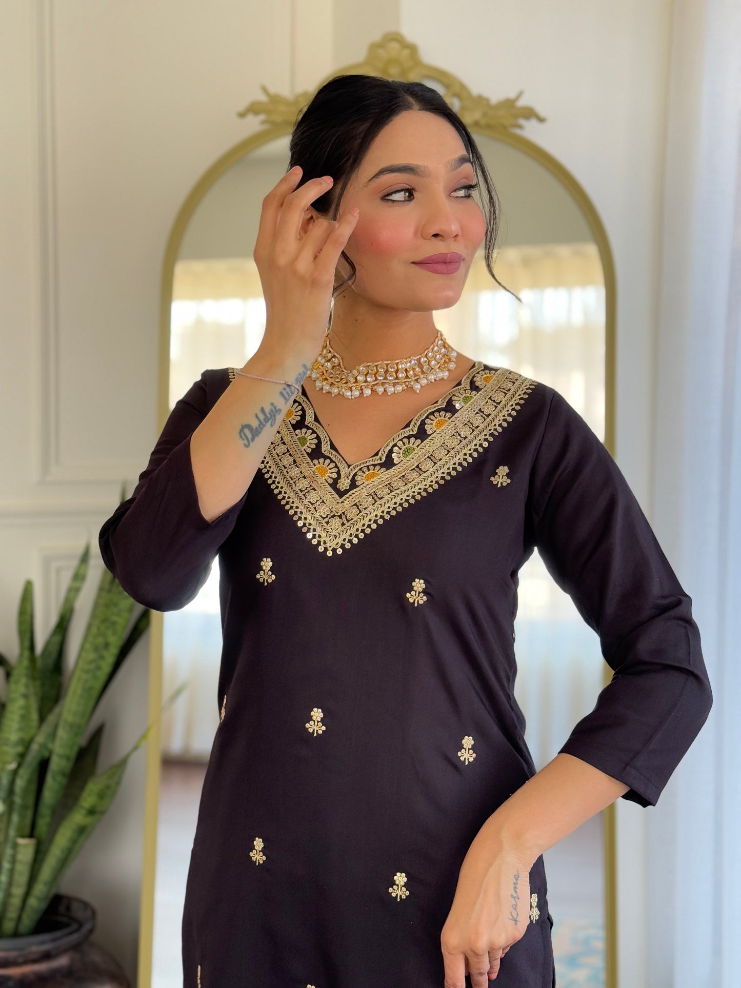 Ethenic Wine kurta Set For Laddies