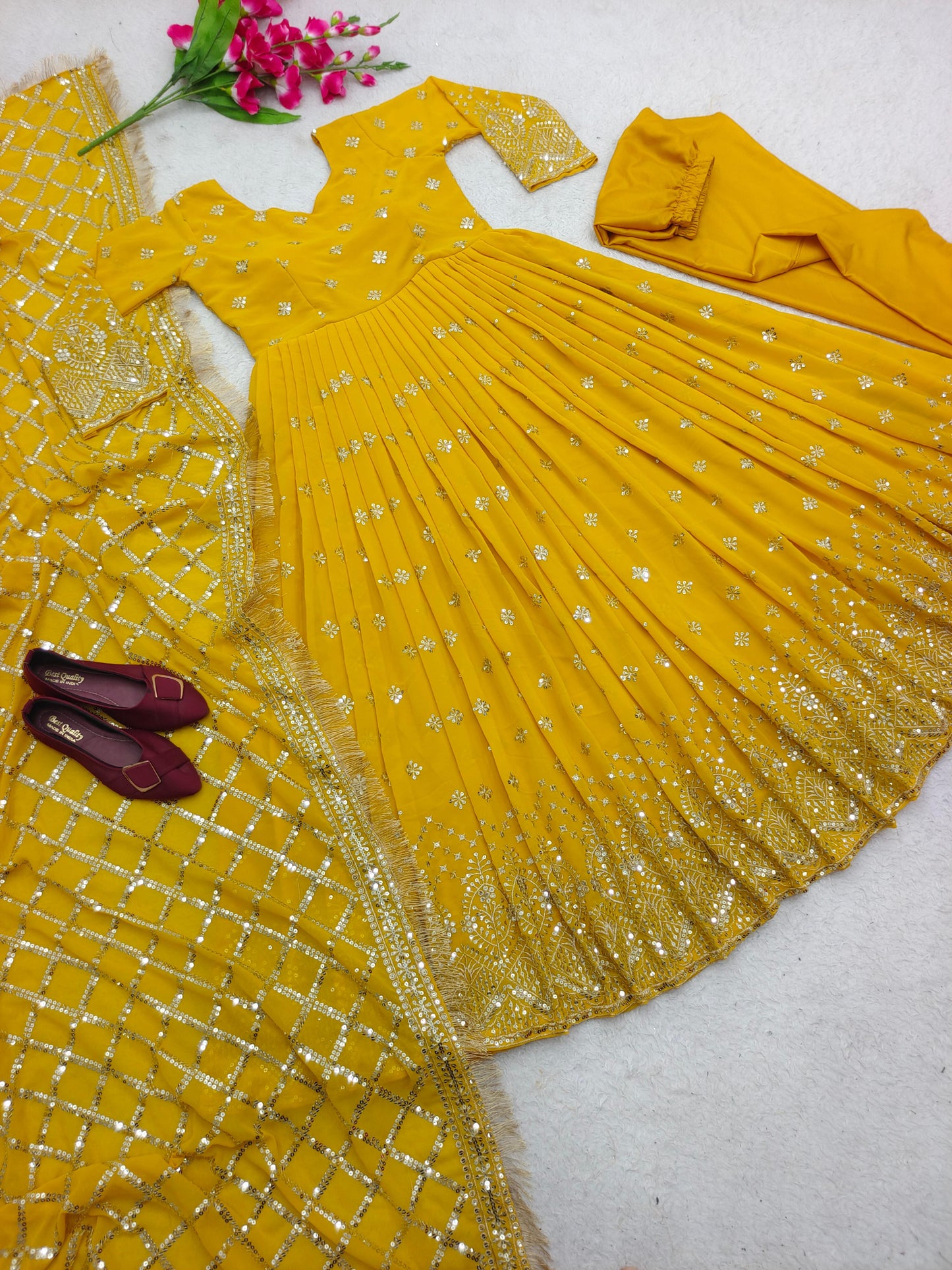 Gorgeous Yellow Color Sequence Work Anarkali Suit by My Store