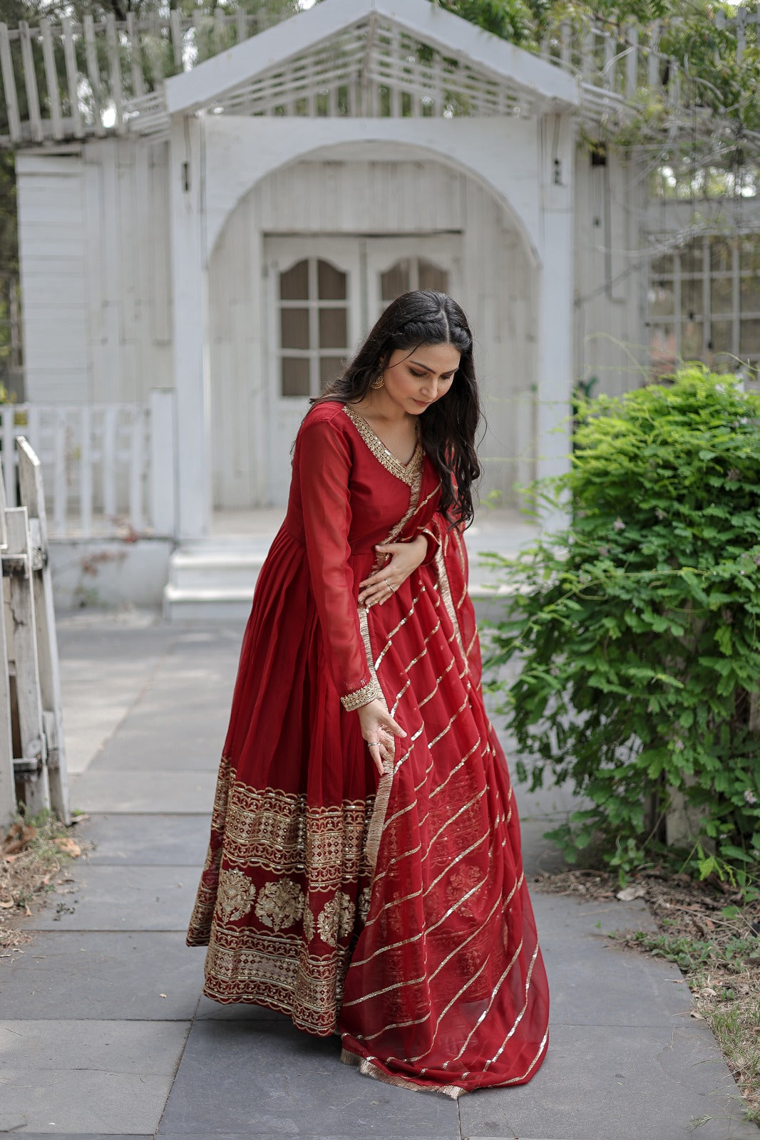 Captivating Maroon Color Gown With Ravishing Dupatta by My Store