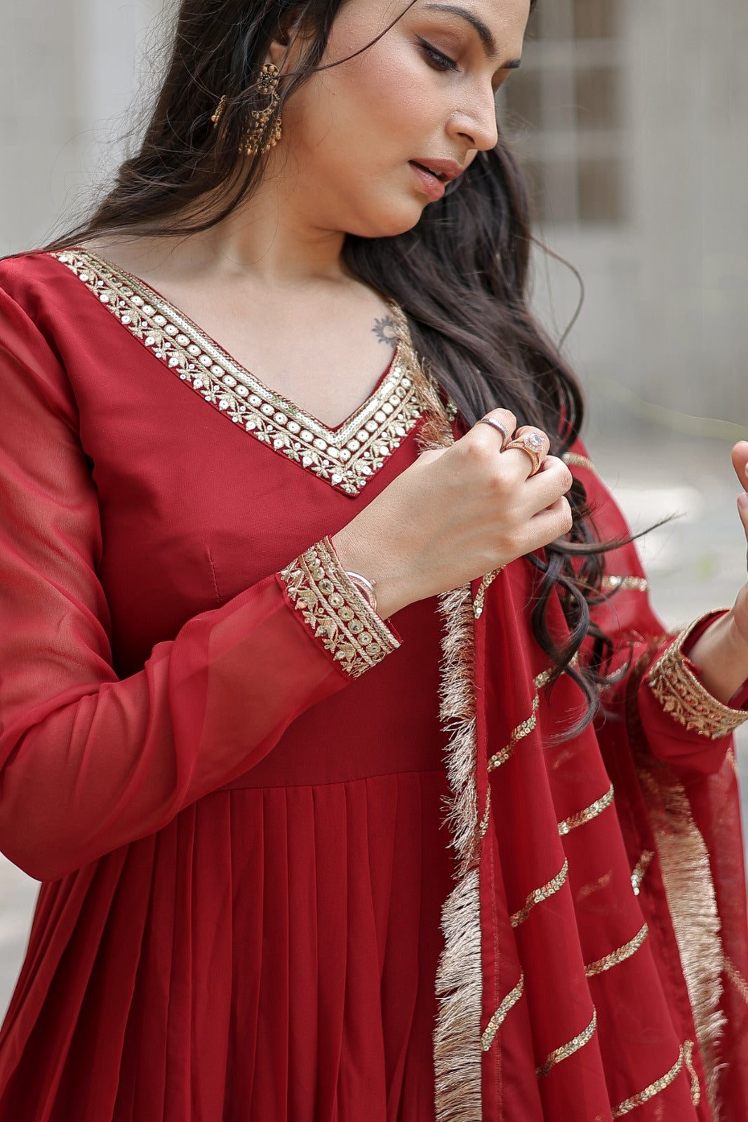 Captivating Maroon Color Gown With Ravishing Dupatta by My Store