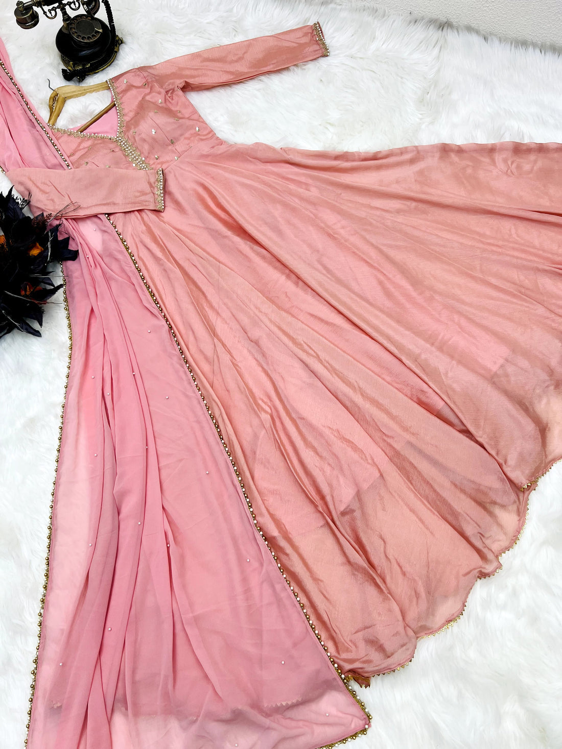 Designer Party Wear Peach Color Exclusive Gown by My Store