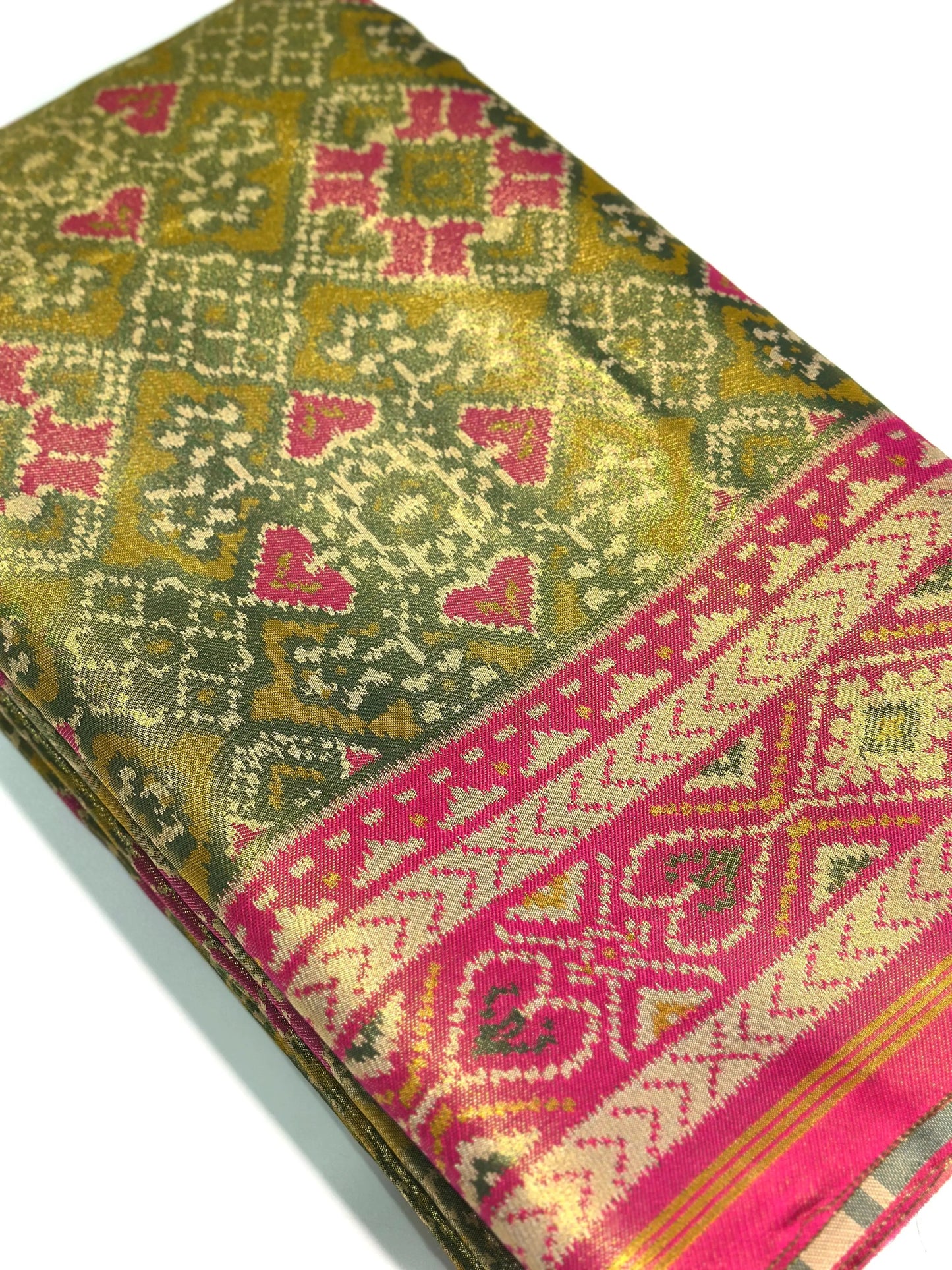 Mendi Green Double Ikkat Semi Silk Patola by My Store