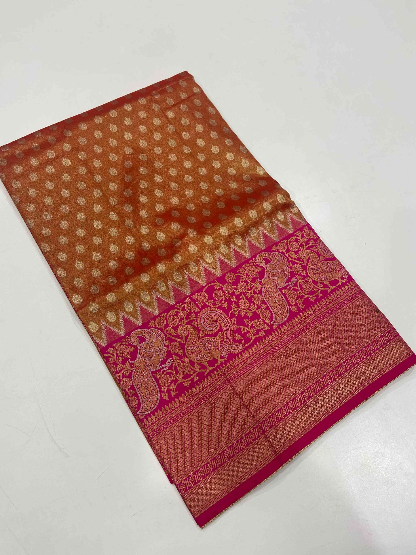 Gold Dharmavaram Zari Tissue Saree by My Store