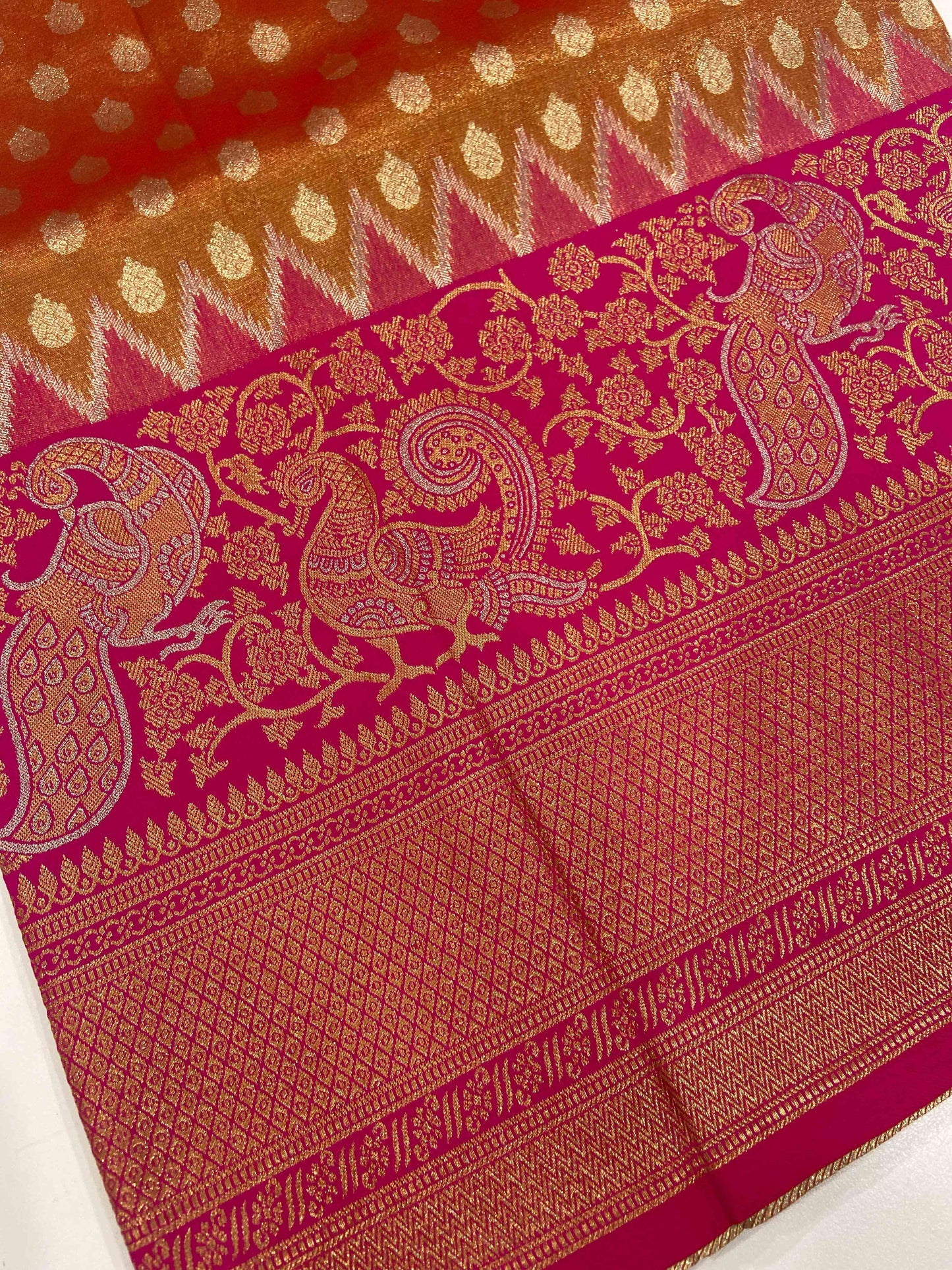 Gold Dharmavaram Zari Tissue Saree by My Store