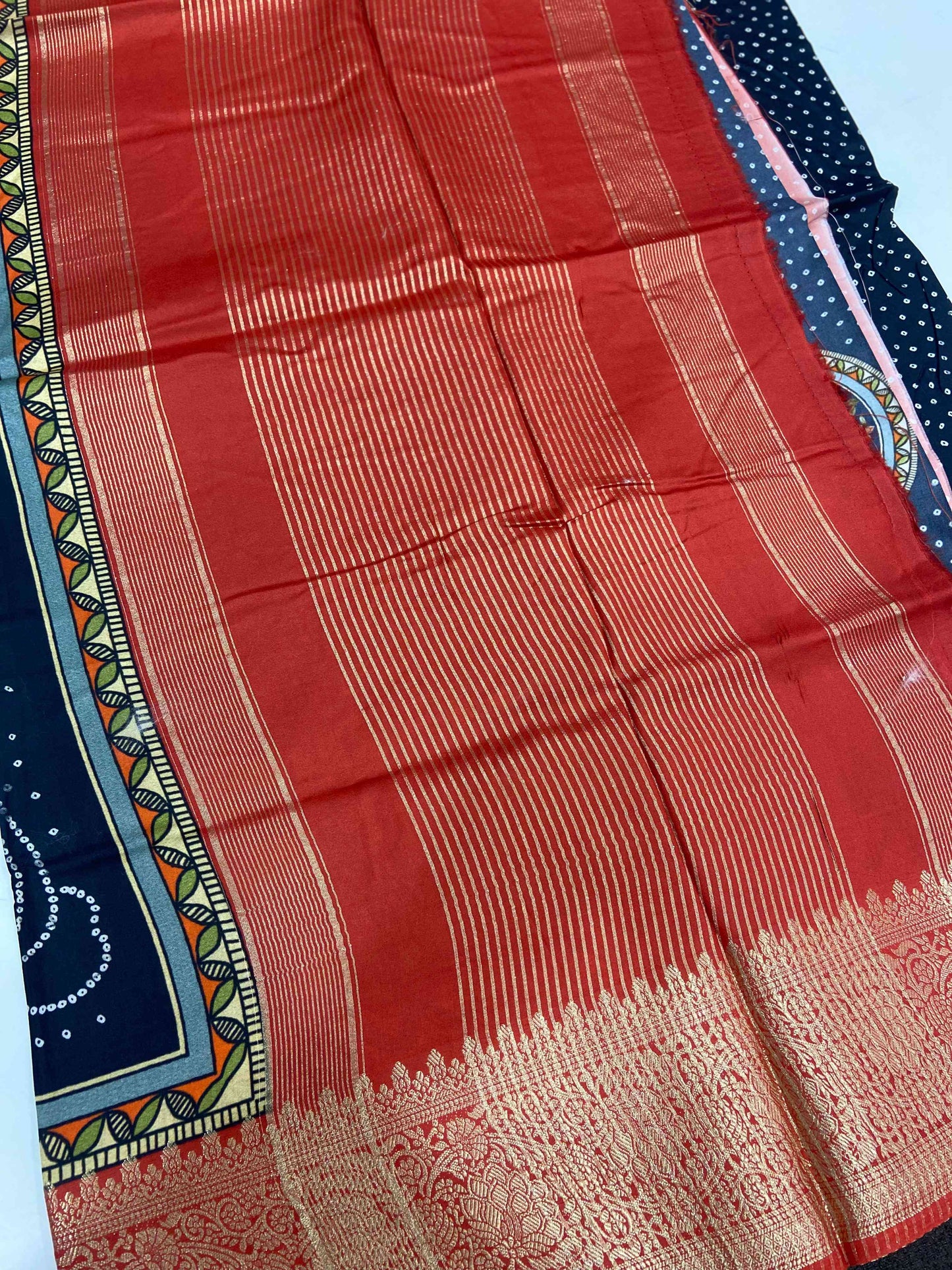 Peacock Bandhej Print Viscose Saree by My Store