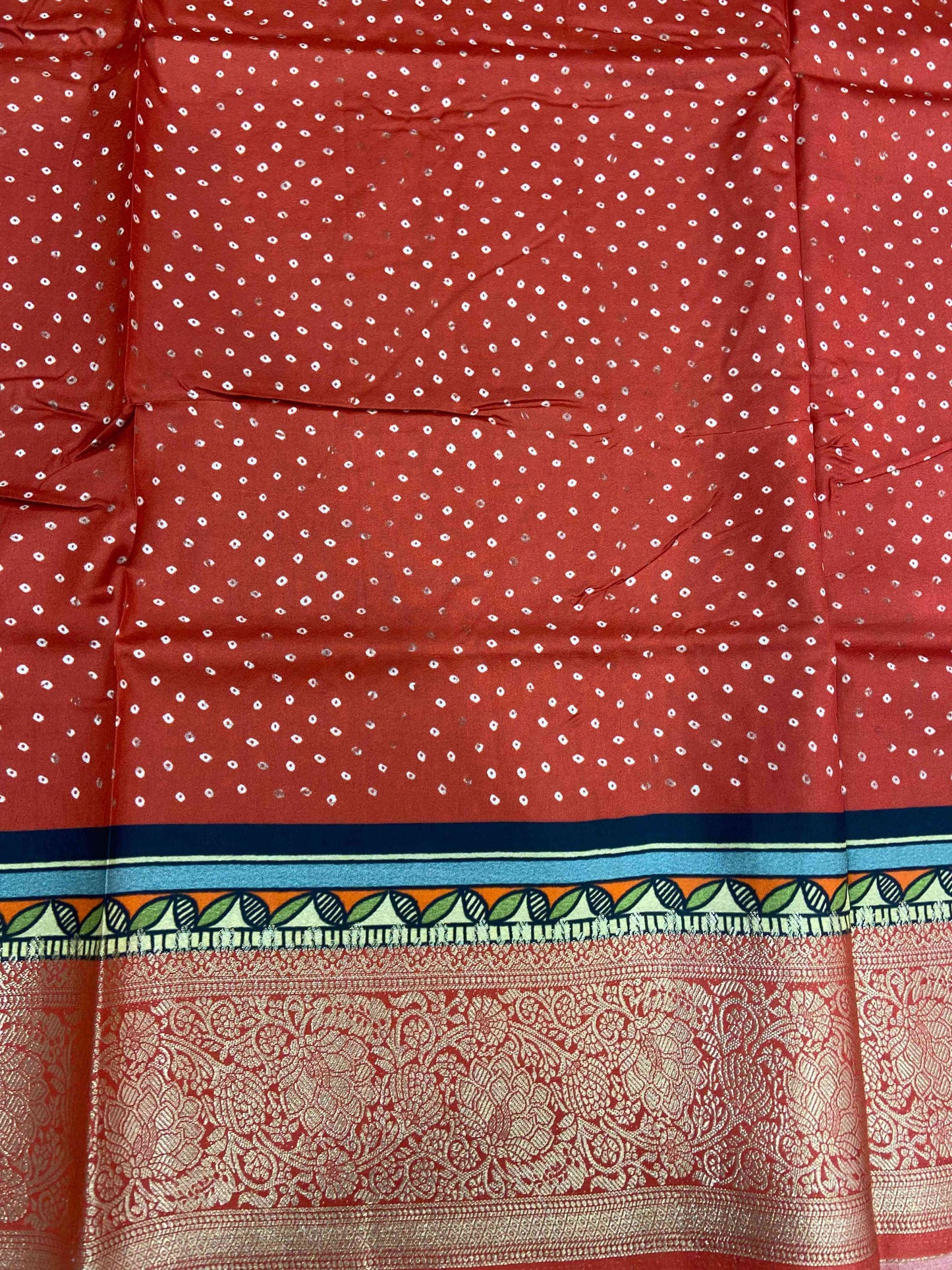 Peacock Bandhej Print Viscose Saree by My Store