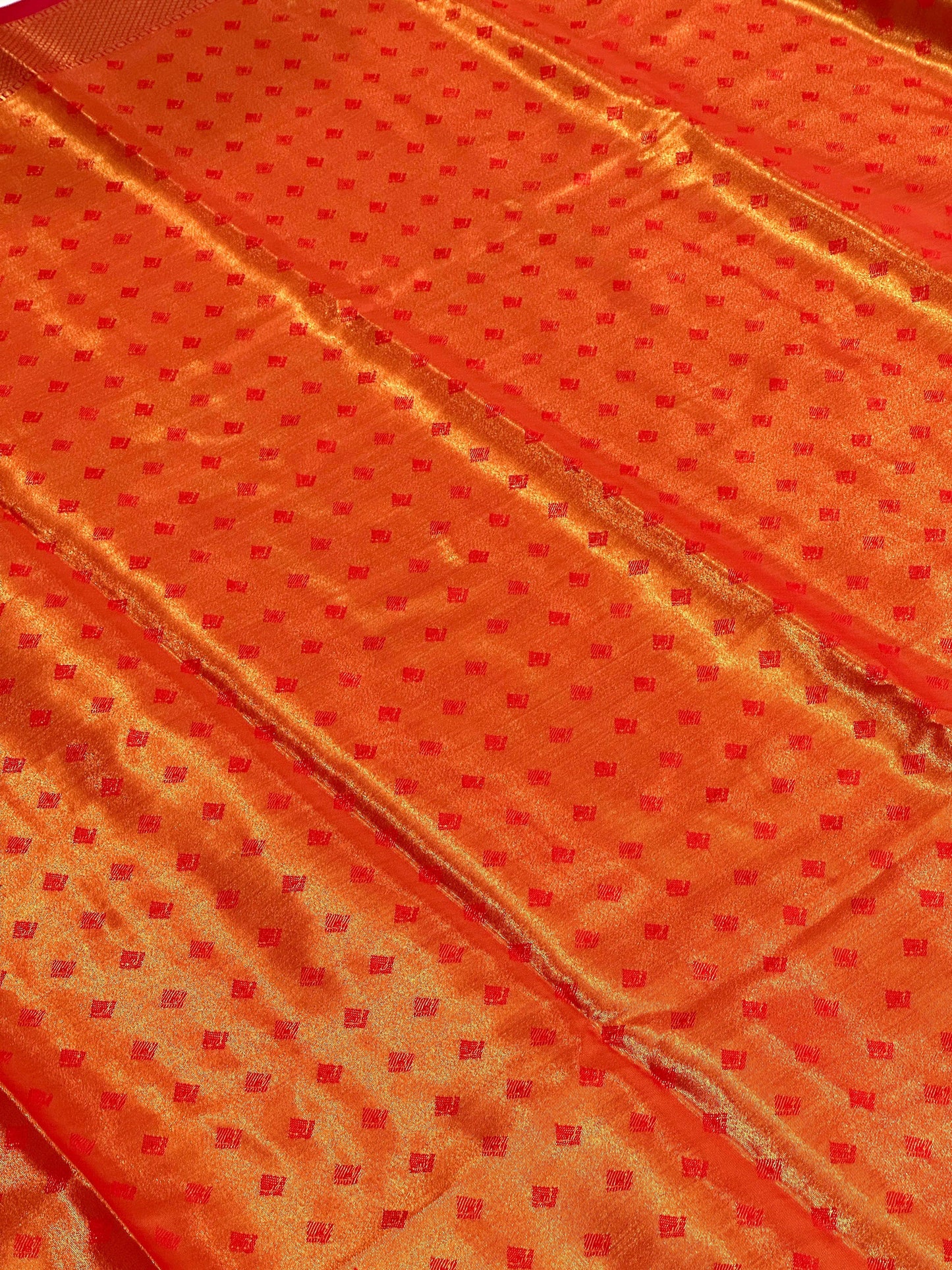 Red Animal Motif Saree With Gold Zari Border by My Store
