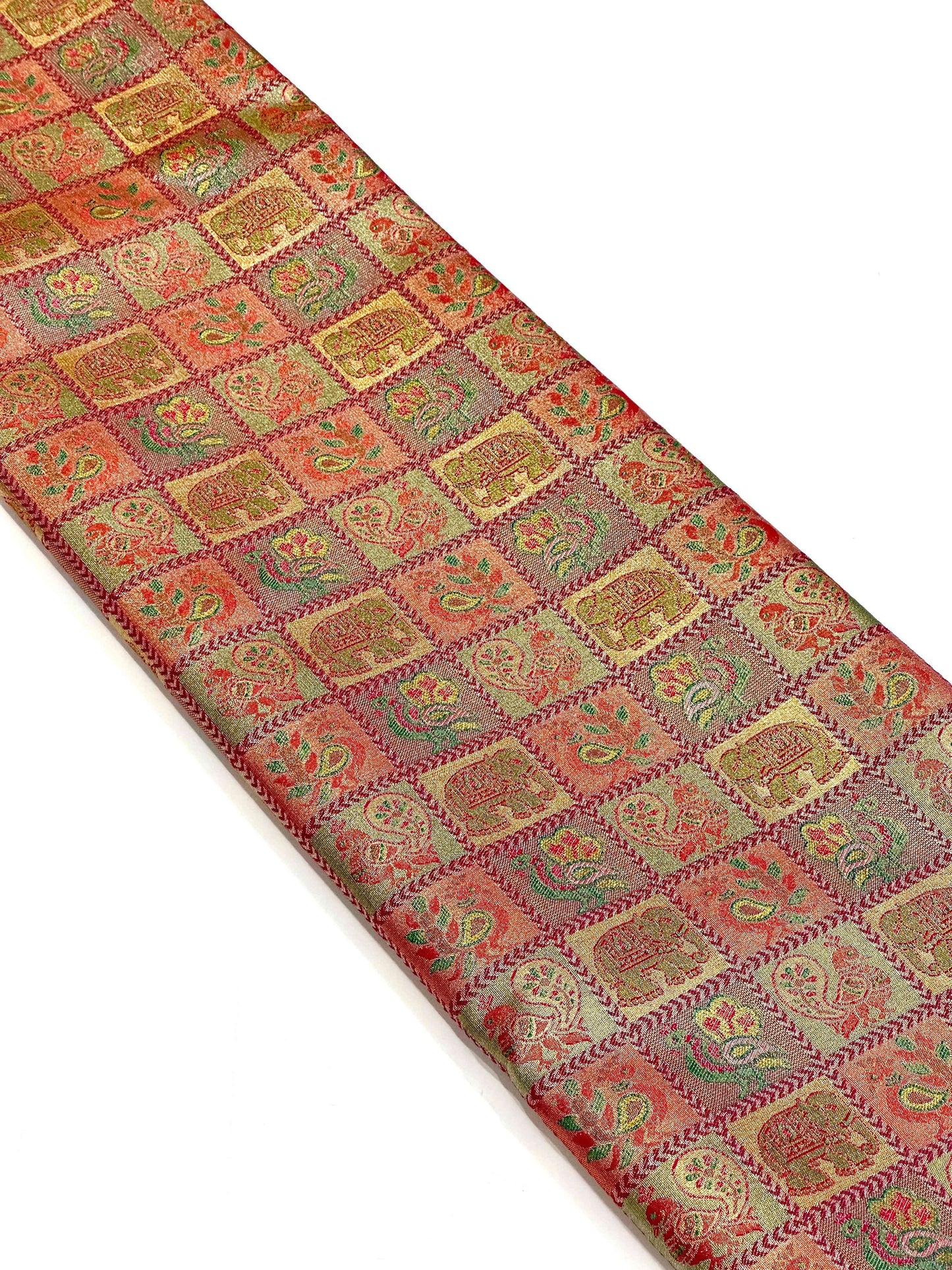 Pink Animal Motif Saree With Gold Zari Border by My Store