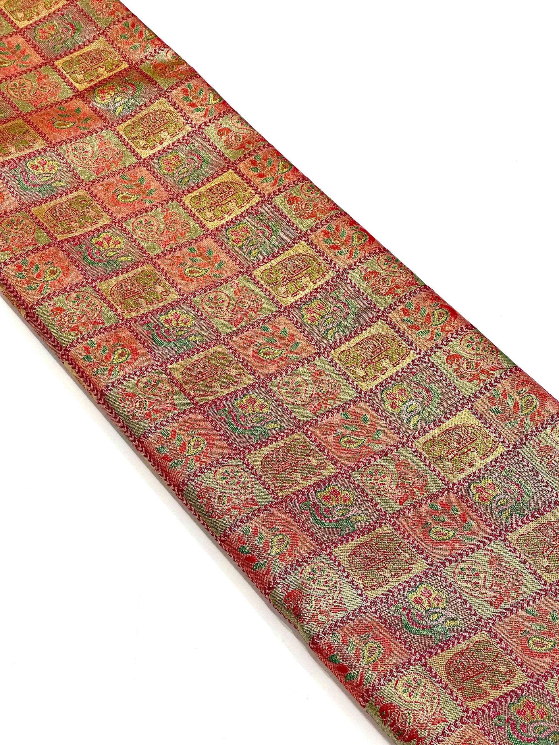 Pink Animal Motif Saree With Gold Zari Border by My Store