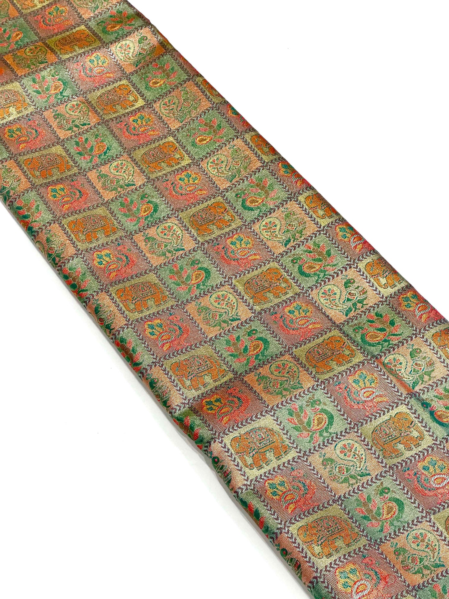 Sky Blue Animal Motif Saree With Gold Zari Border by My Store