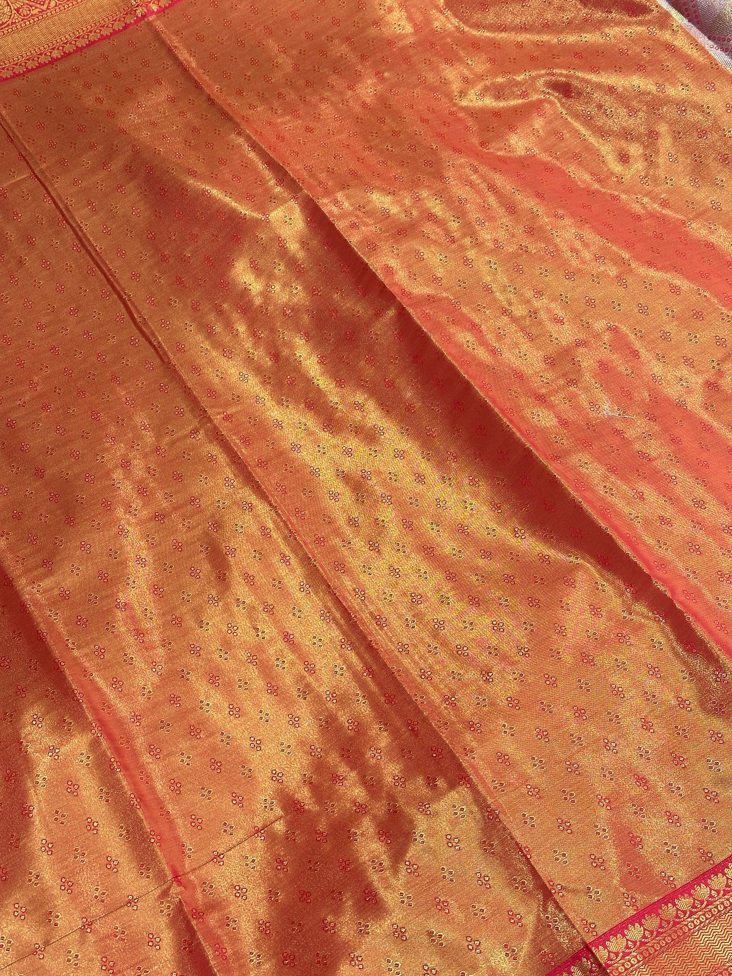 Red Golden Geometrics With Floral Elegance Saree by My Store
