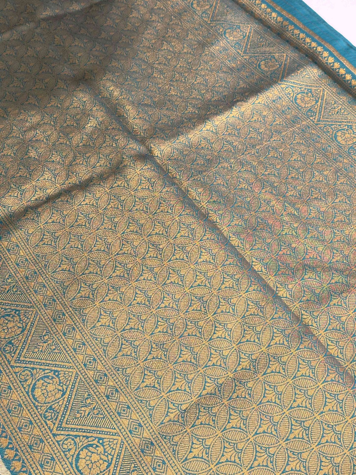 Rama Golden Geometrics With Floral Elegance Saree by My Store