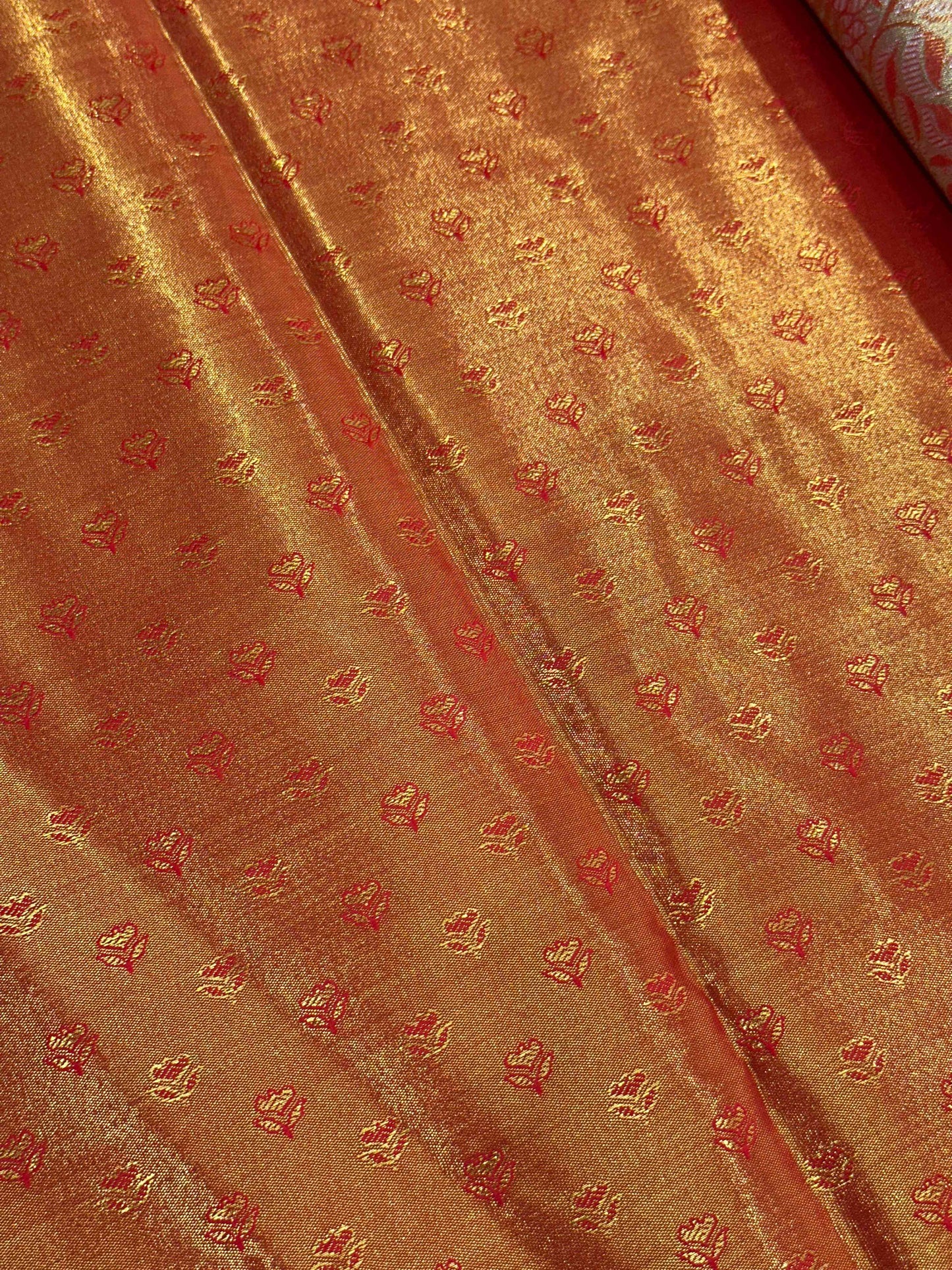 Gold Zari Floral Saree in Red by My Store