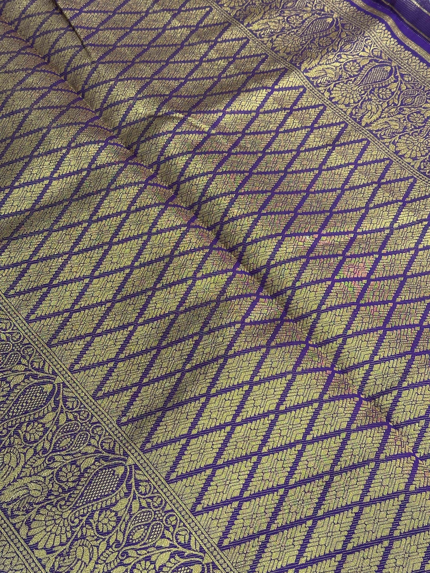 Gold Zari Floral Saree in Black by My Store