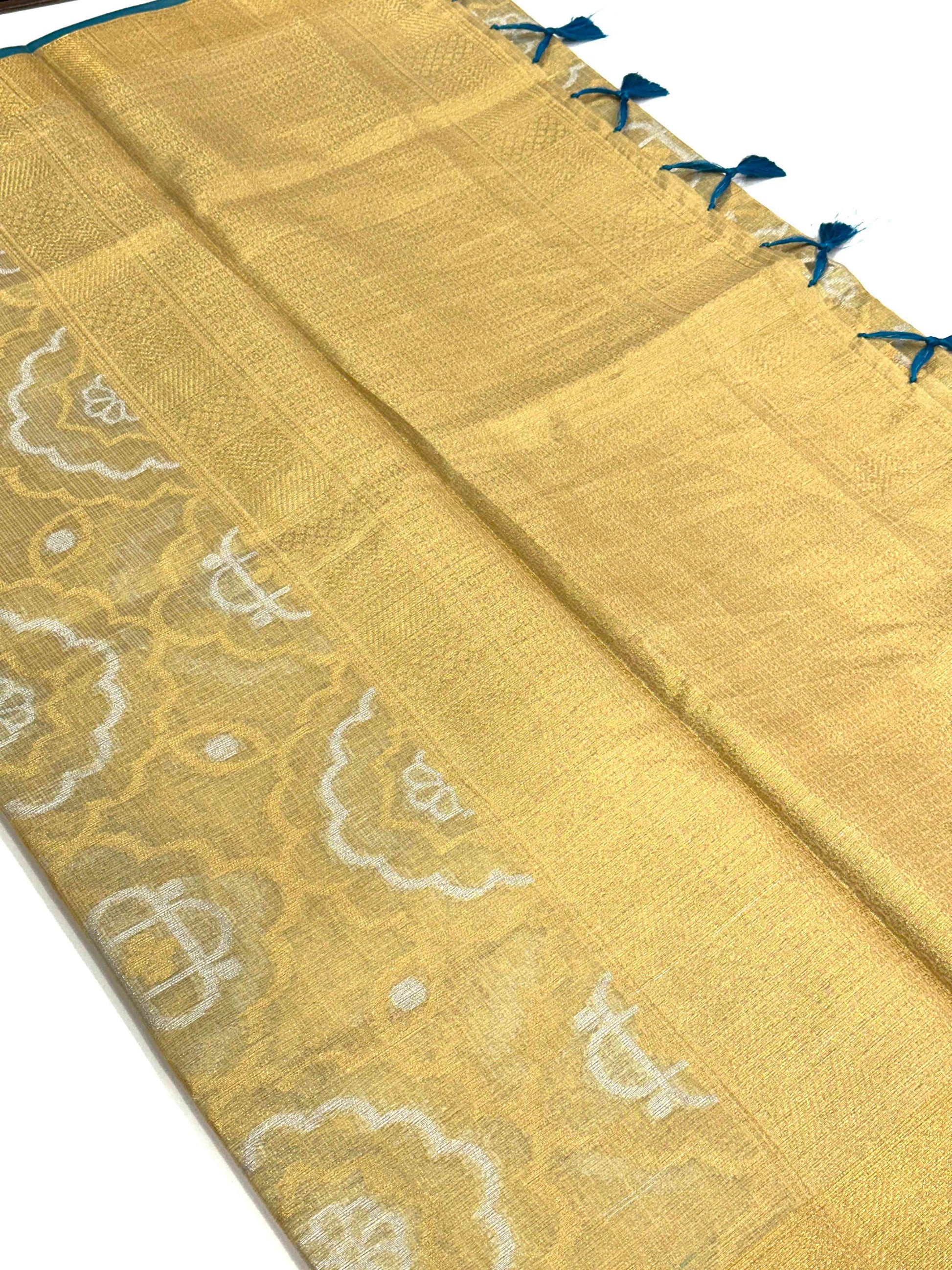 Minakari Floral Saree With Rama Tassels by My Store