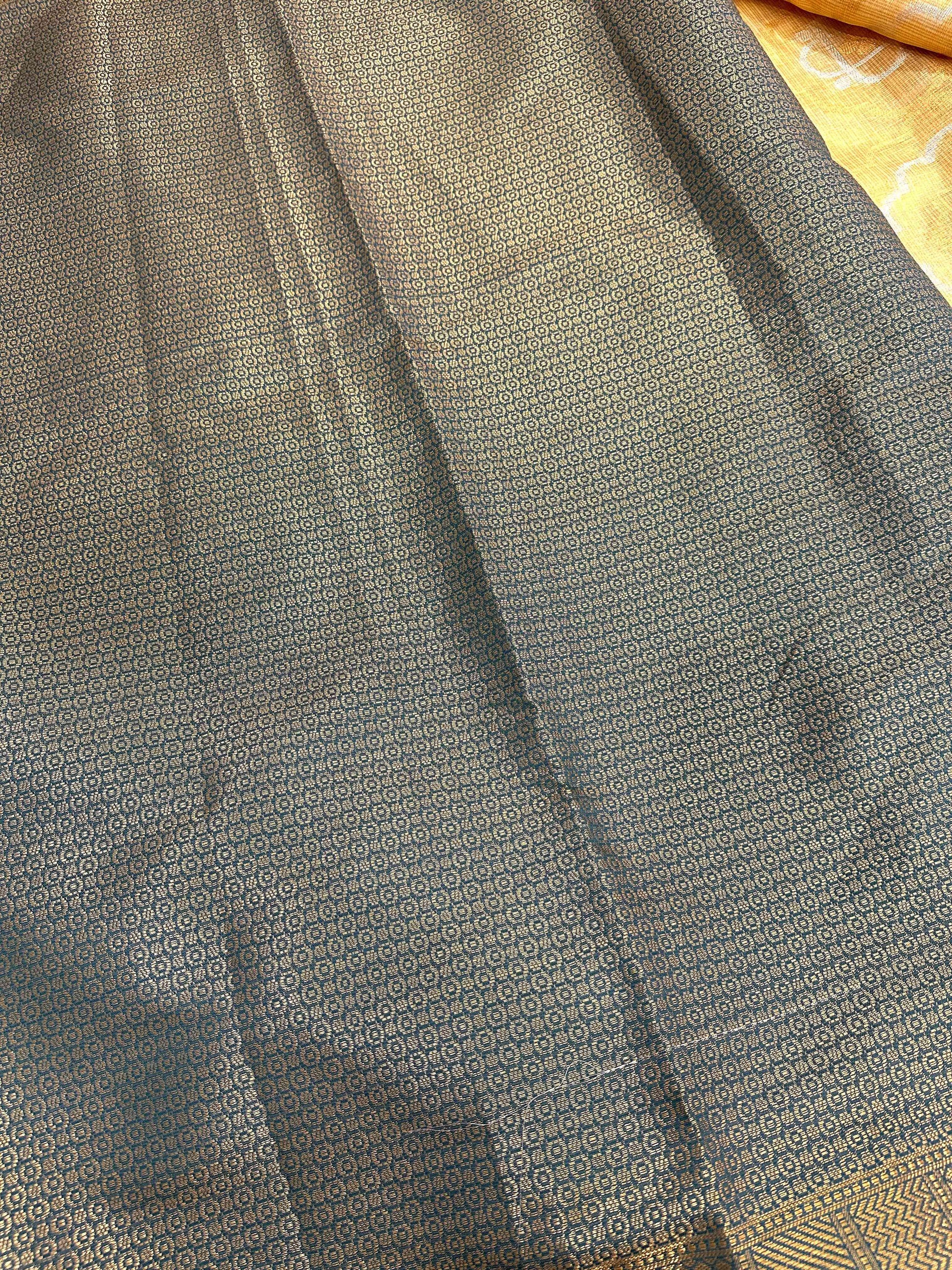 Minakari Floral Saree With Rama Tassels by My Store