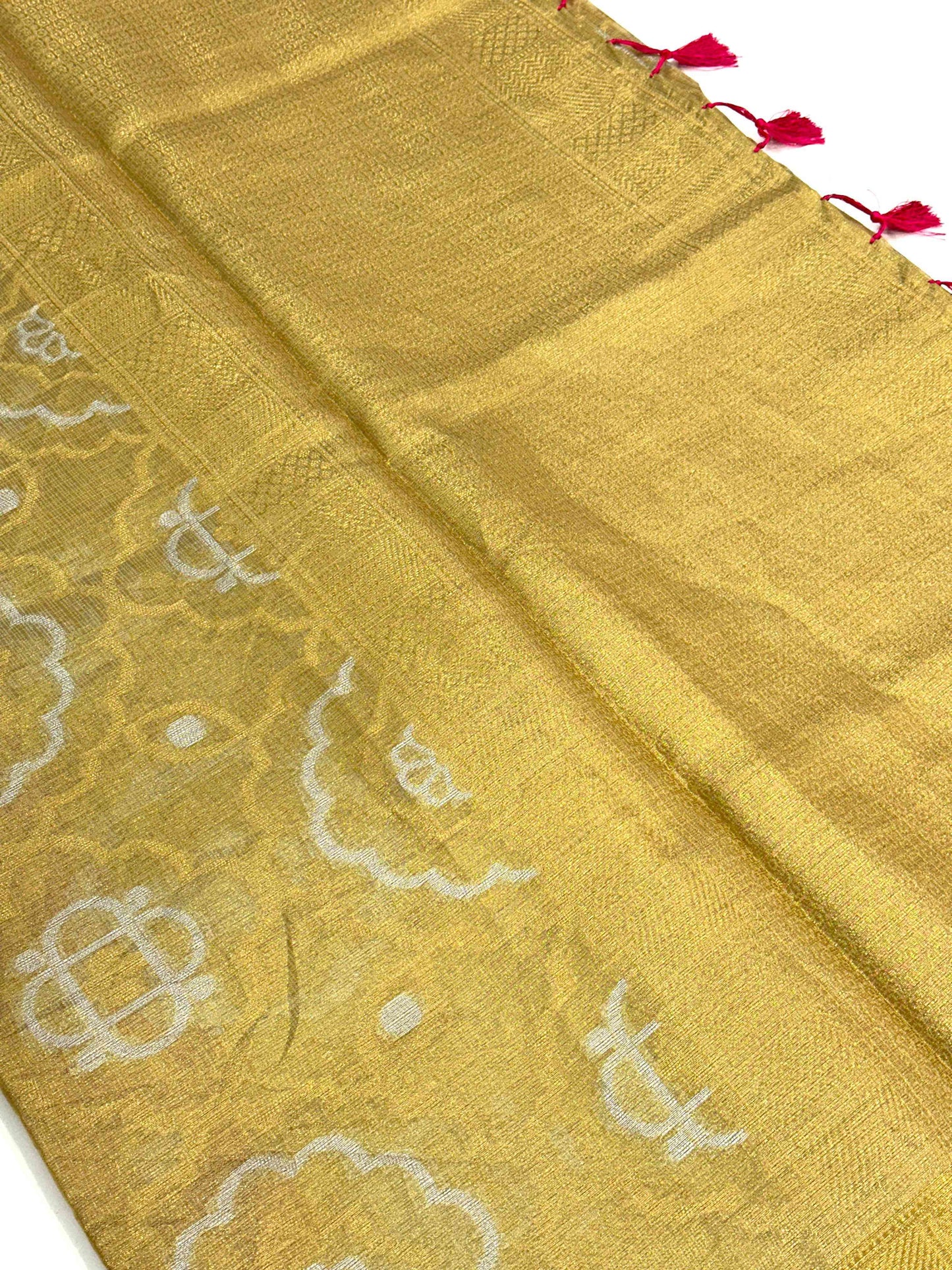 Minakari Floral Saree With Pink Tassels by My Store