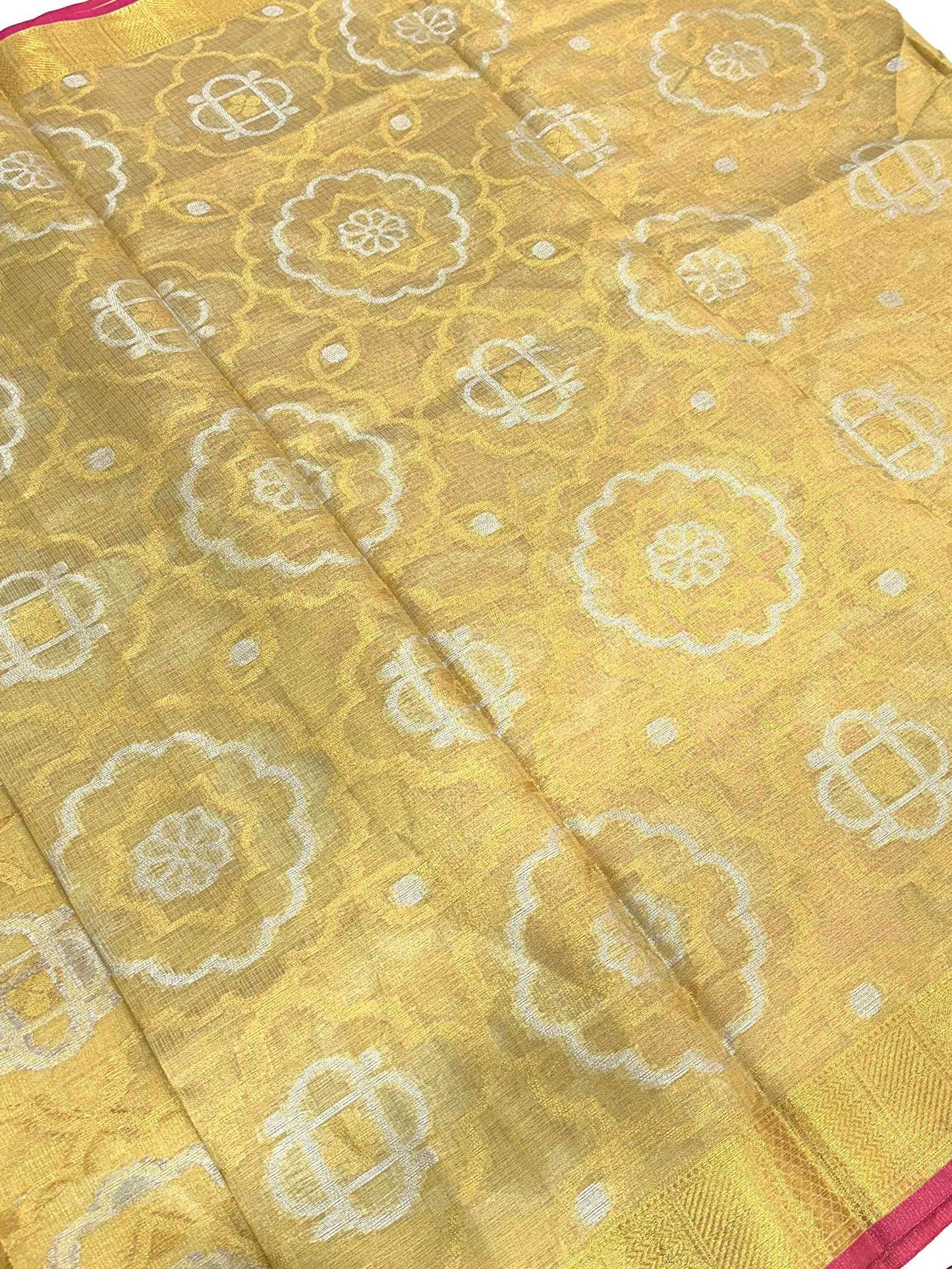 Minakari Floral Saree With Pink Tassels by My Store