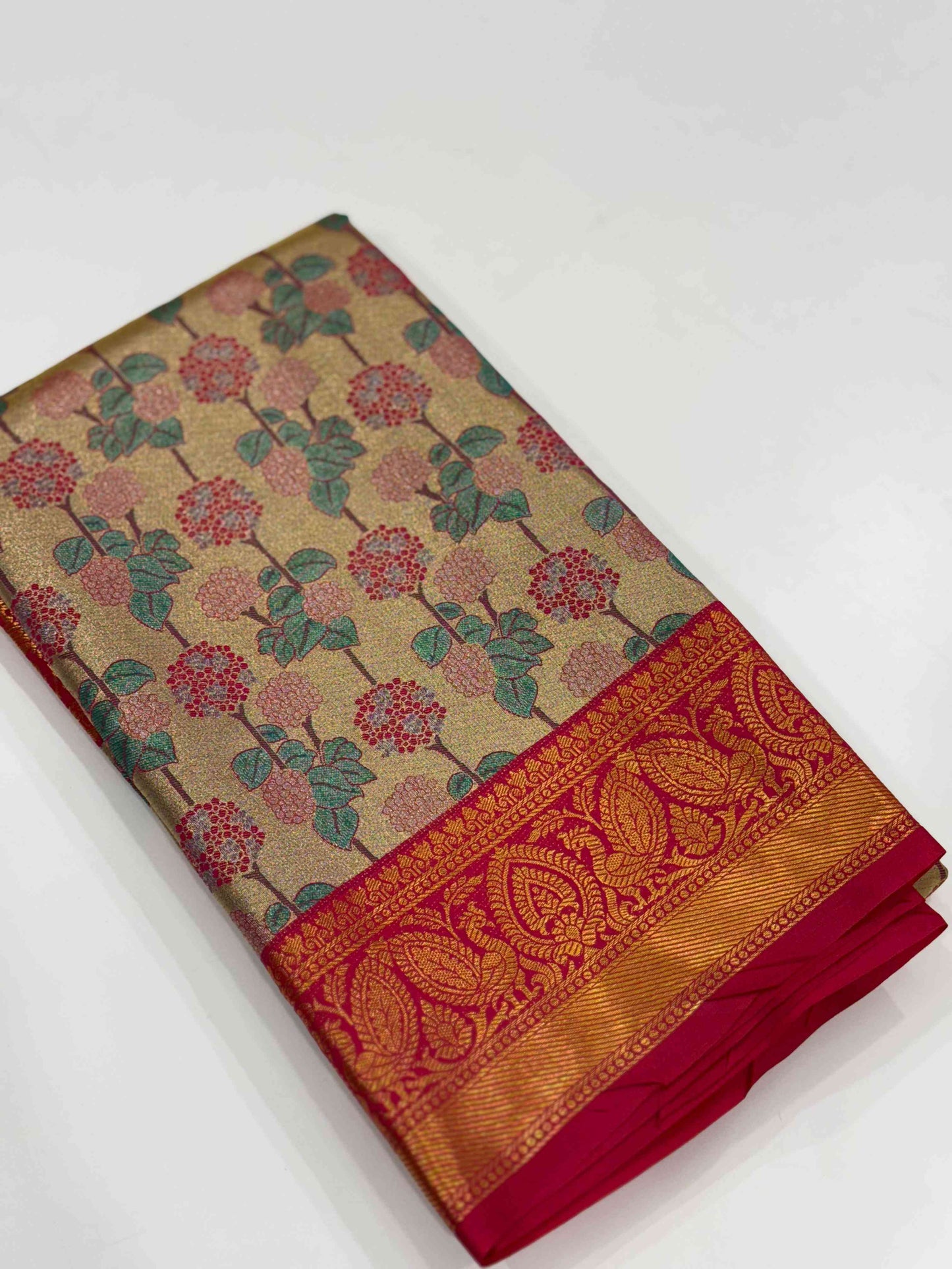 Royal Rani Pink Floral Dharmavaram Silk Saree by My Store
