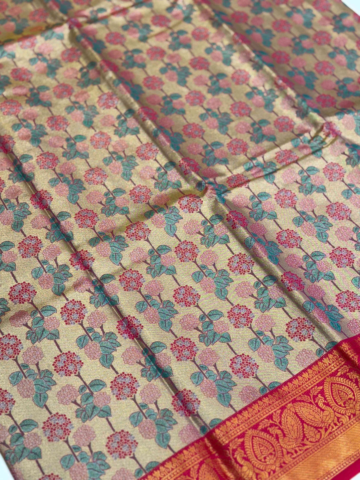 Royal Rani Pink Floral Dharmavaram Silk Saree by My Store