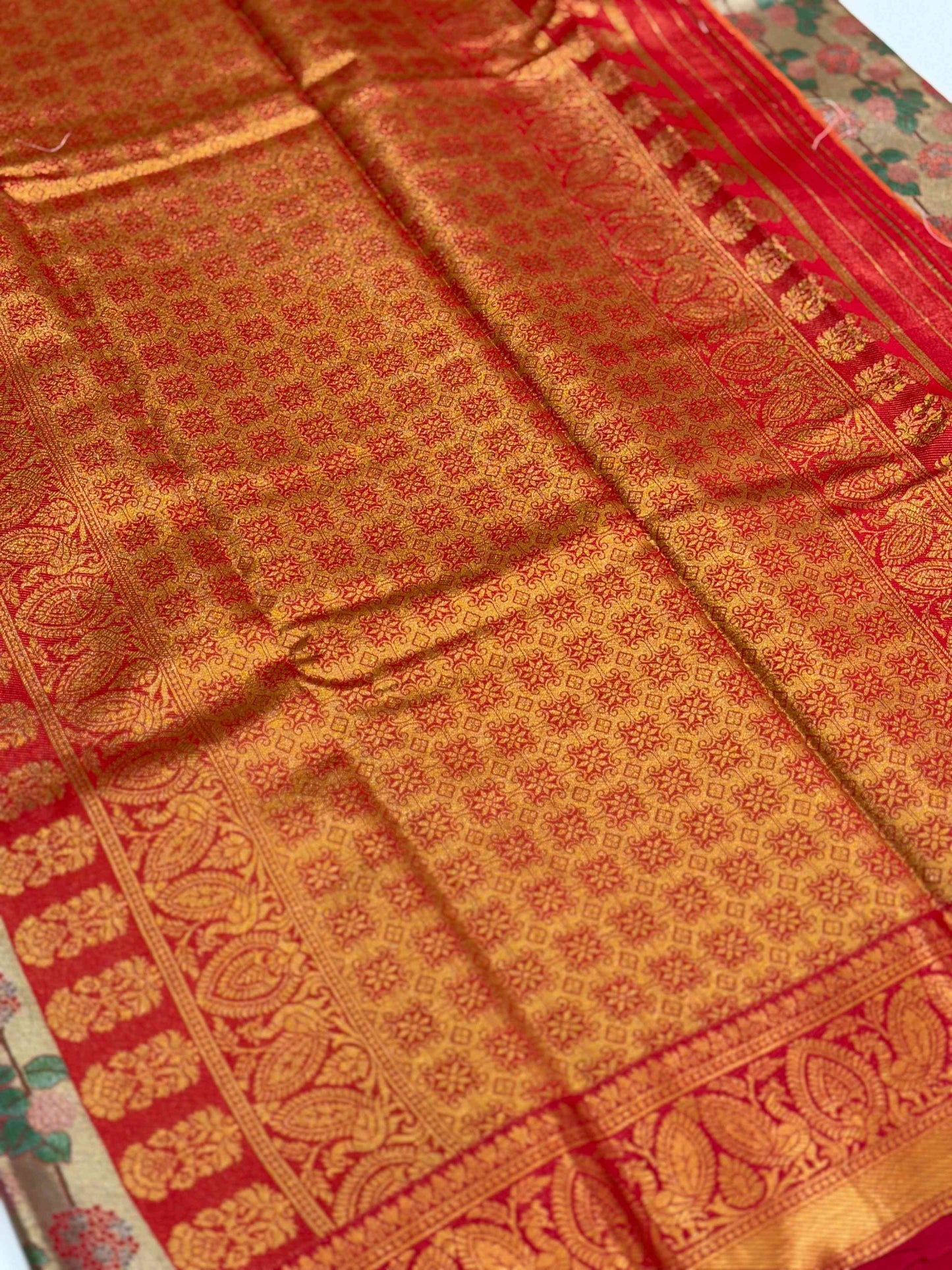 Royal Rani Pink Floral Dharmavaram Silk Saree by My Store