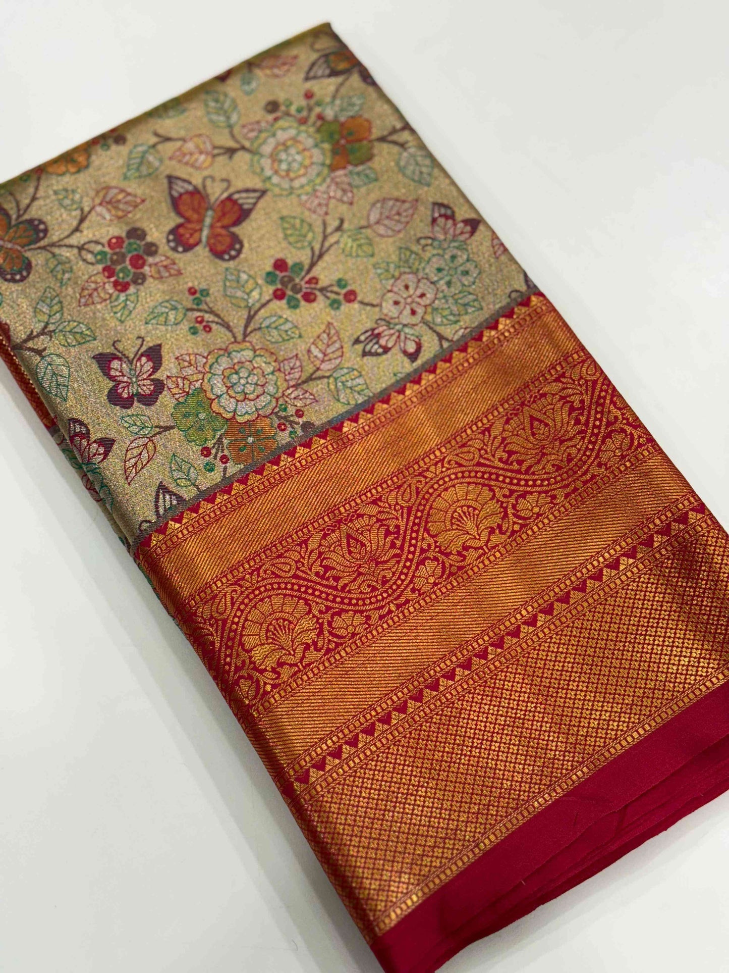 Rani Dharmavaram Butterfly Silk Saree by My Store