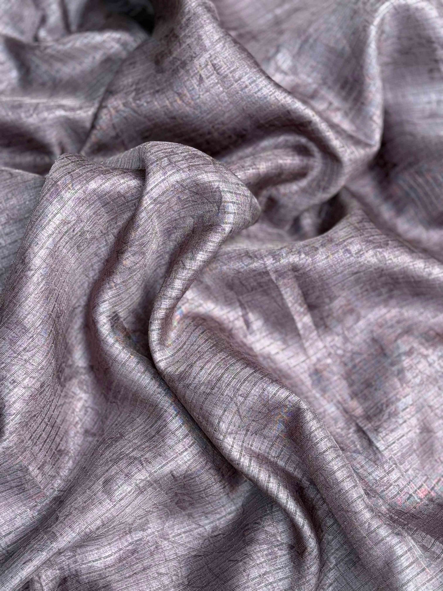 Purple Tussar Chex Floral Saree by My Store
