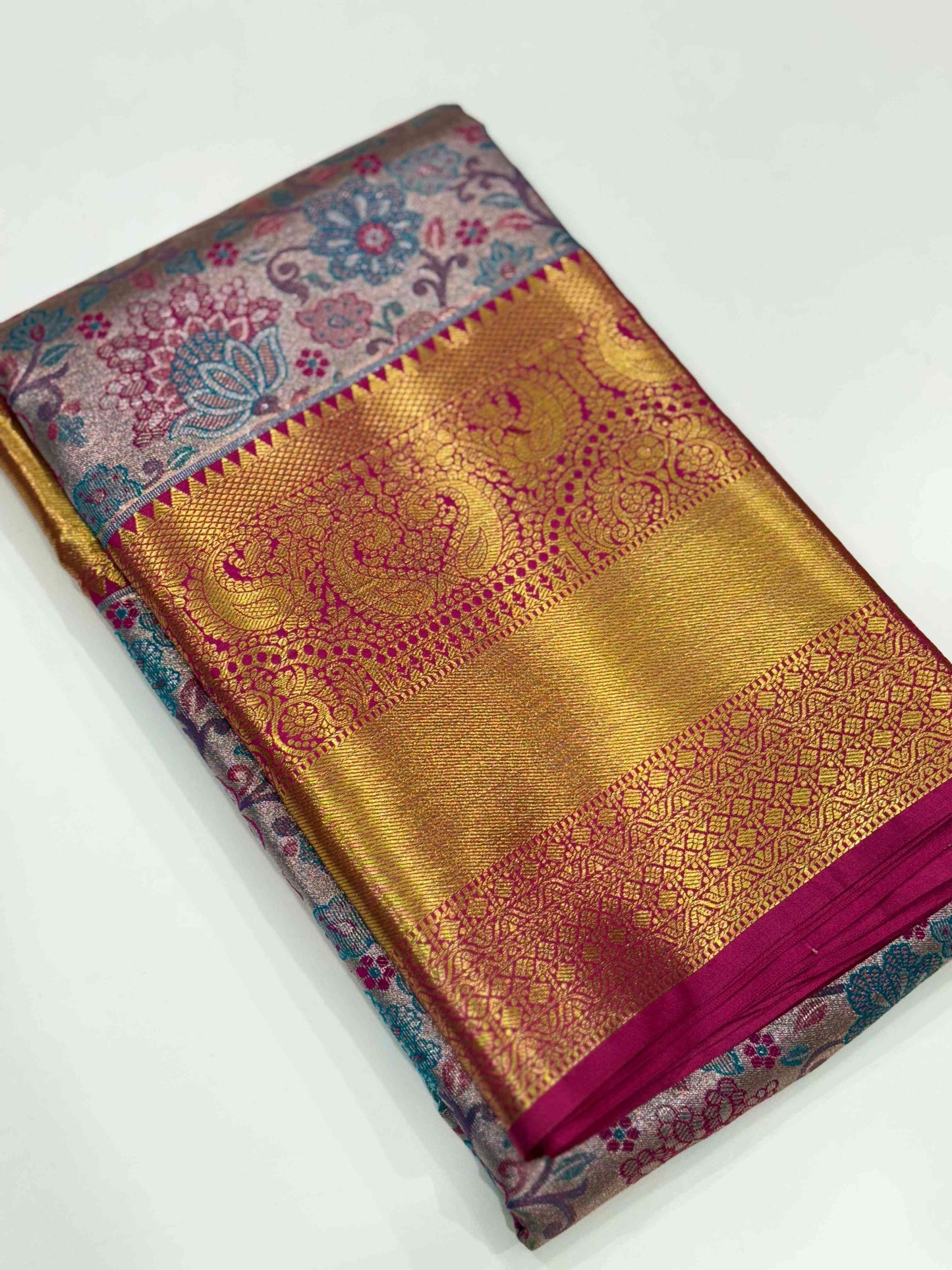 Radiance Dharmavaram Silk Floral Saree by My Store