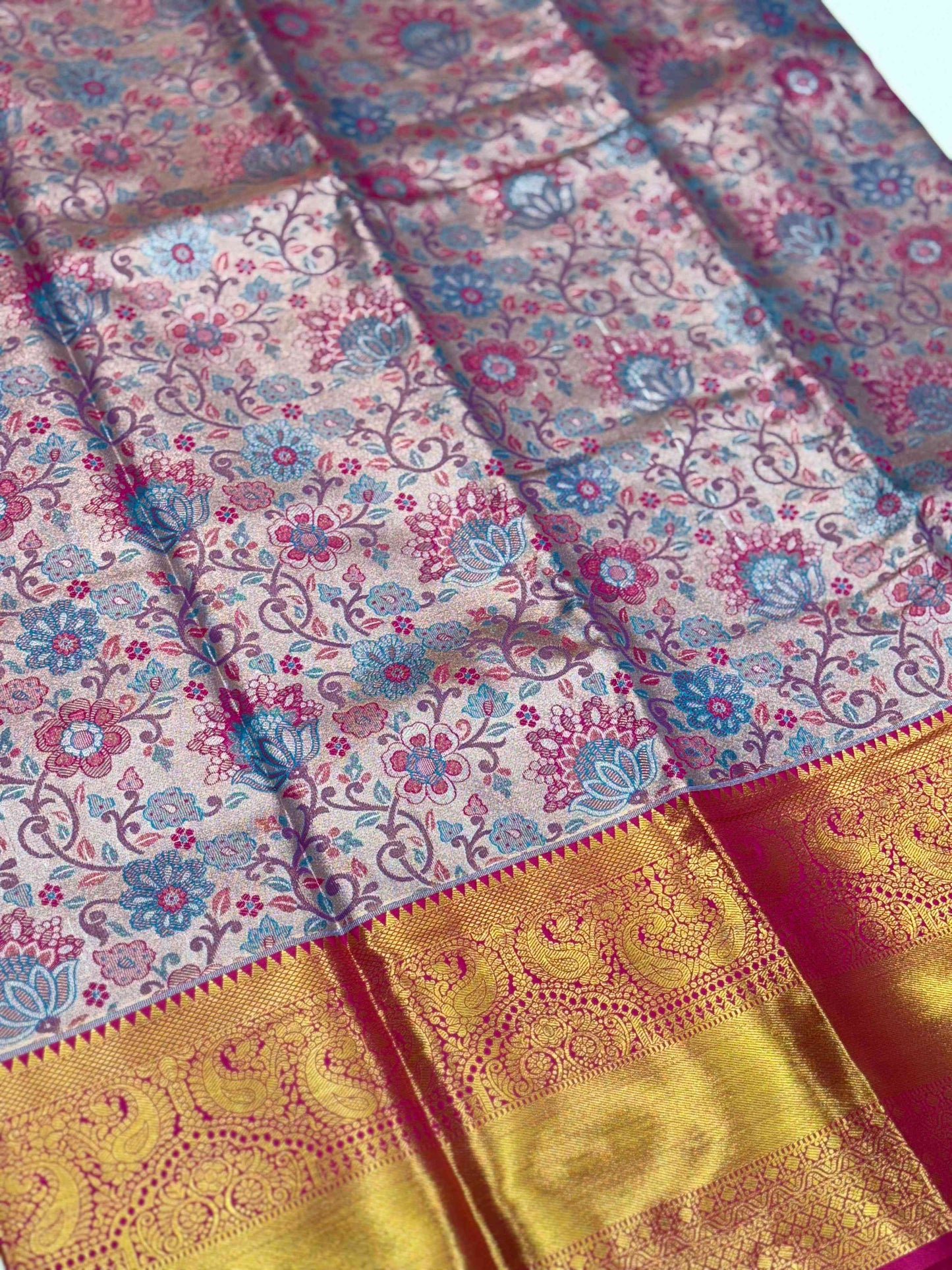 Radiance Dharmavaram Silk Floral Saree by My Store