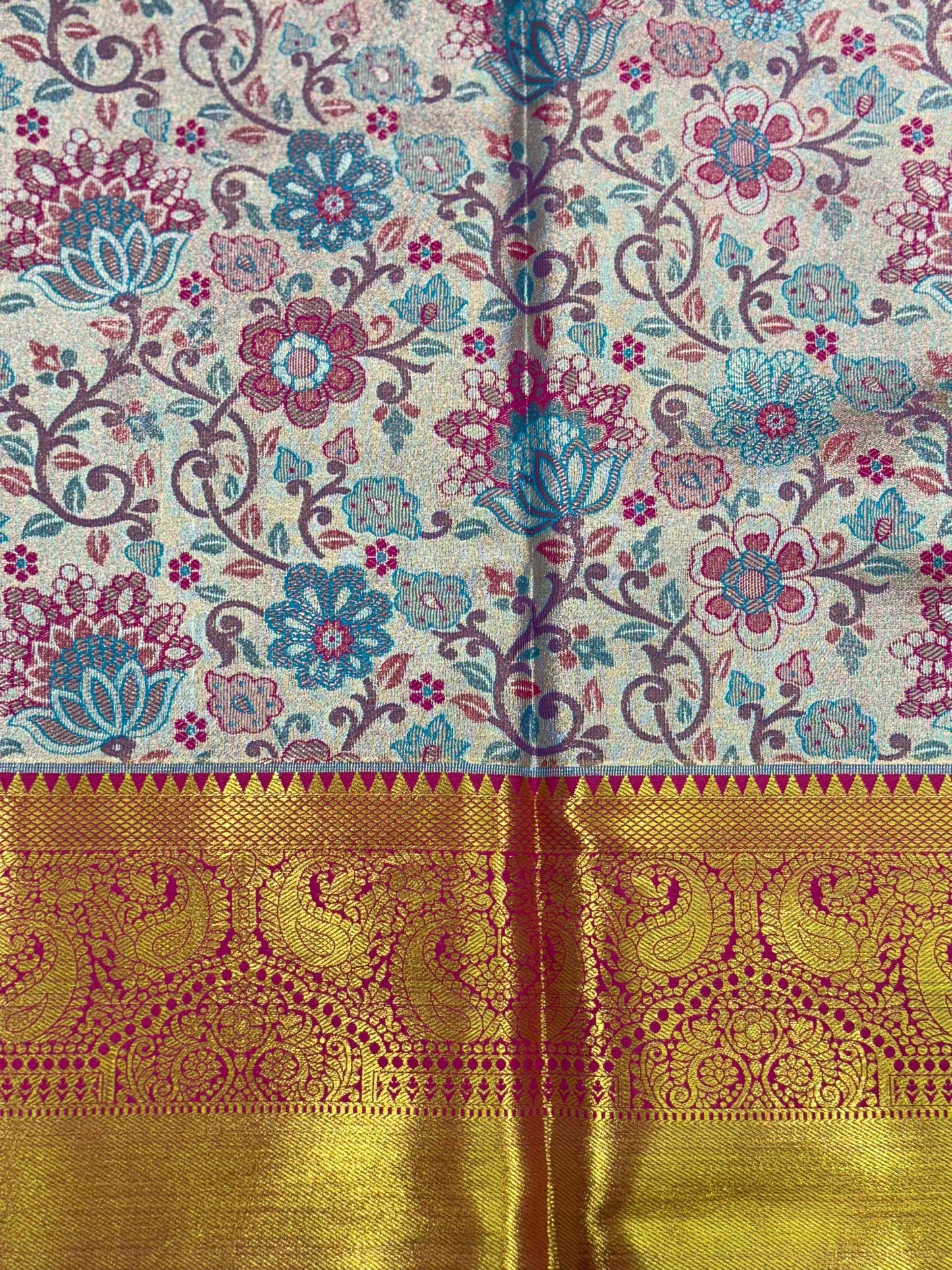 Radiance Dharmavaram Silk Floral Saree by My Store
