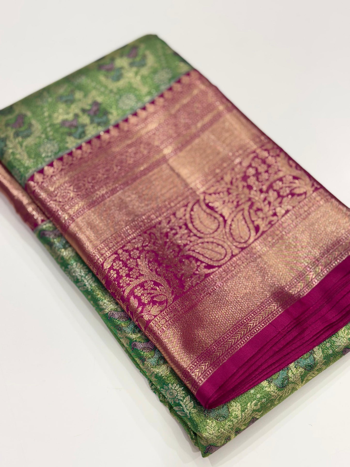 Fern Green Dharmavaram Silk Saree by My Store
