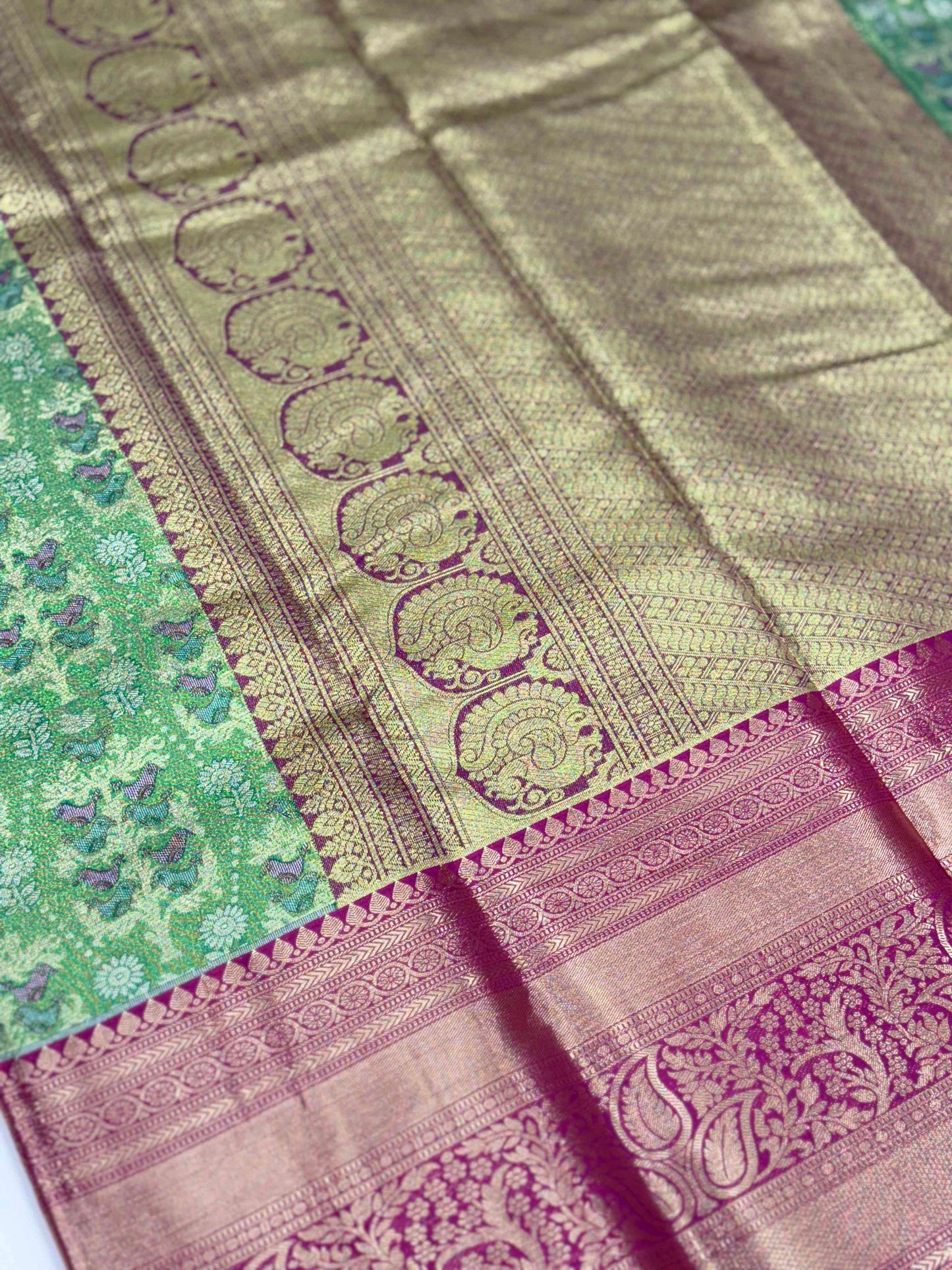 Fern Green Dharmavaram Silk Saree by My Store