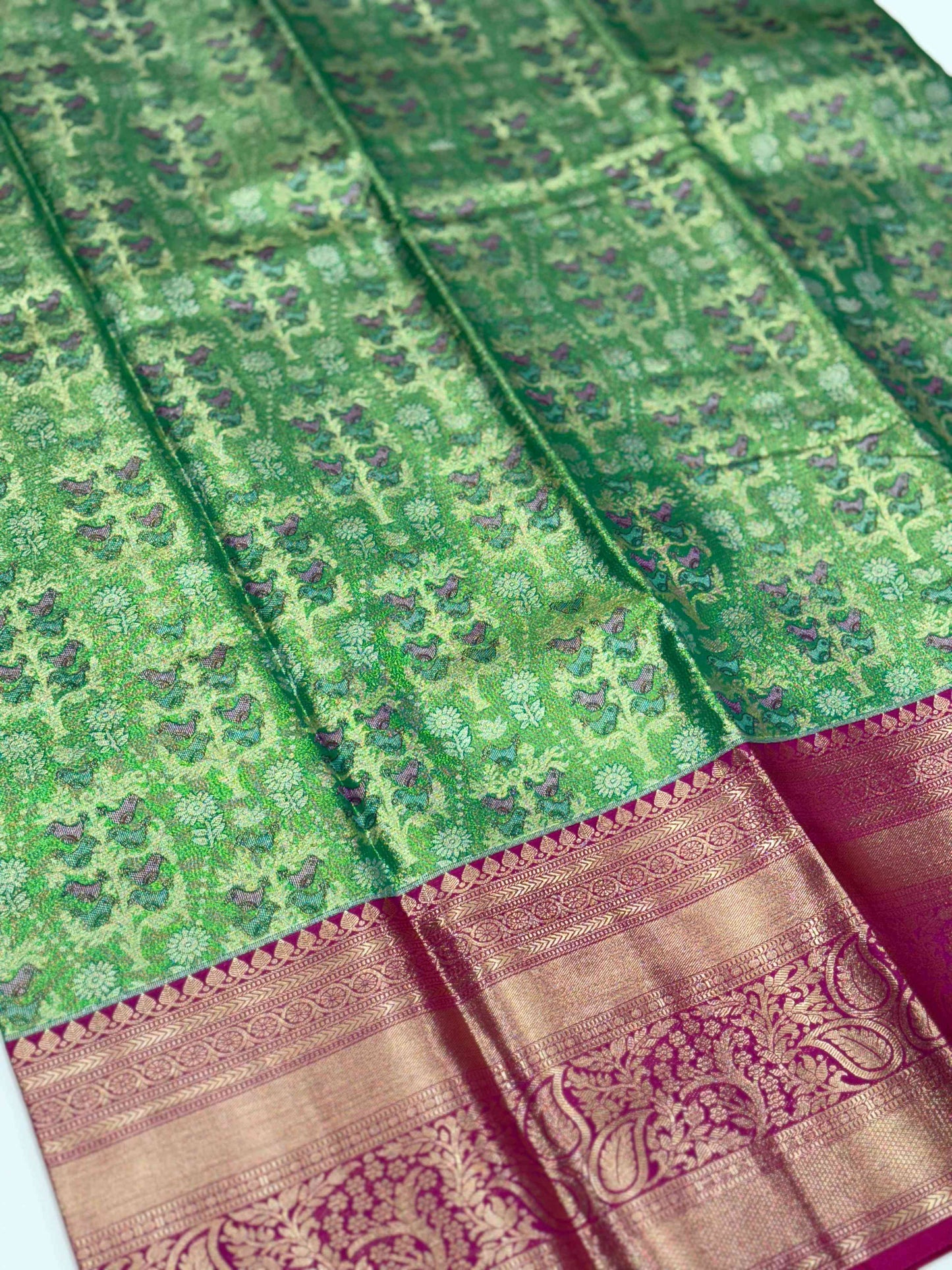Fern Green Dharmavaram Silk Saree by My Store